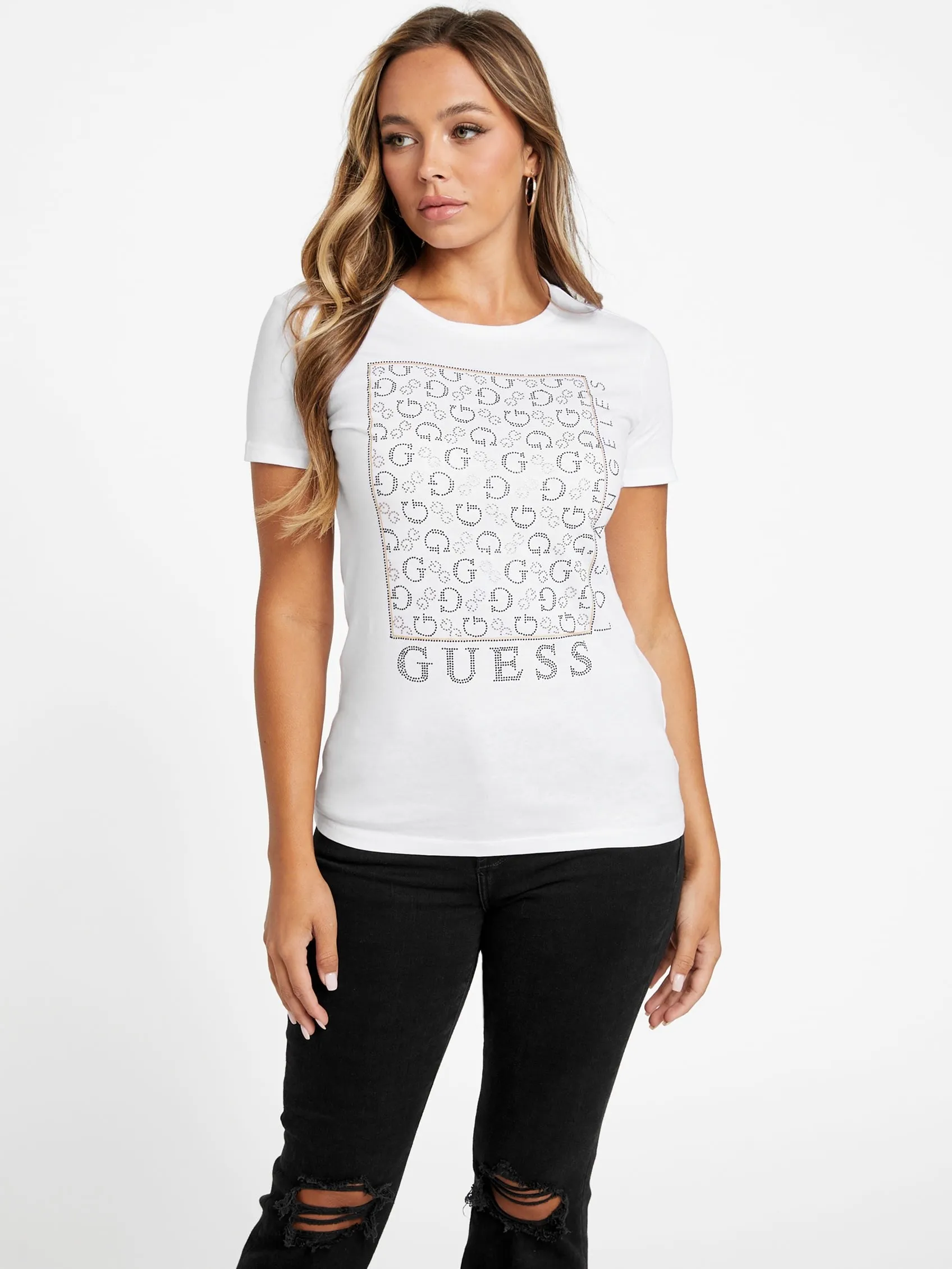 Reformation Naty Crewneck Rhinestone Tee