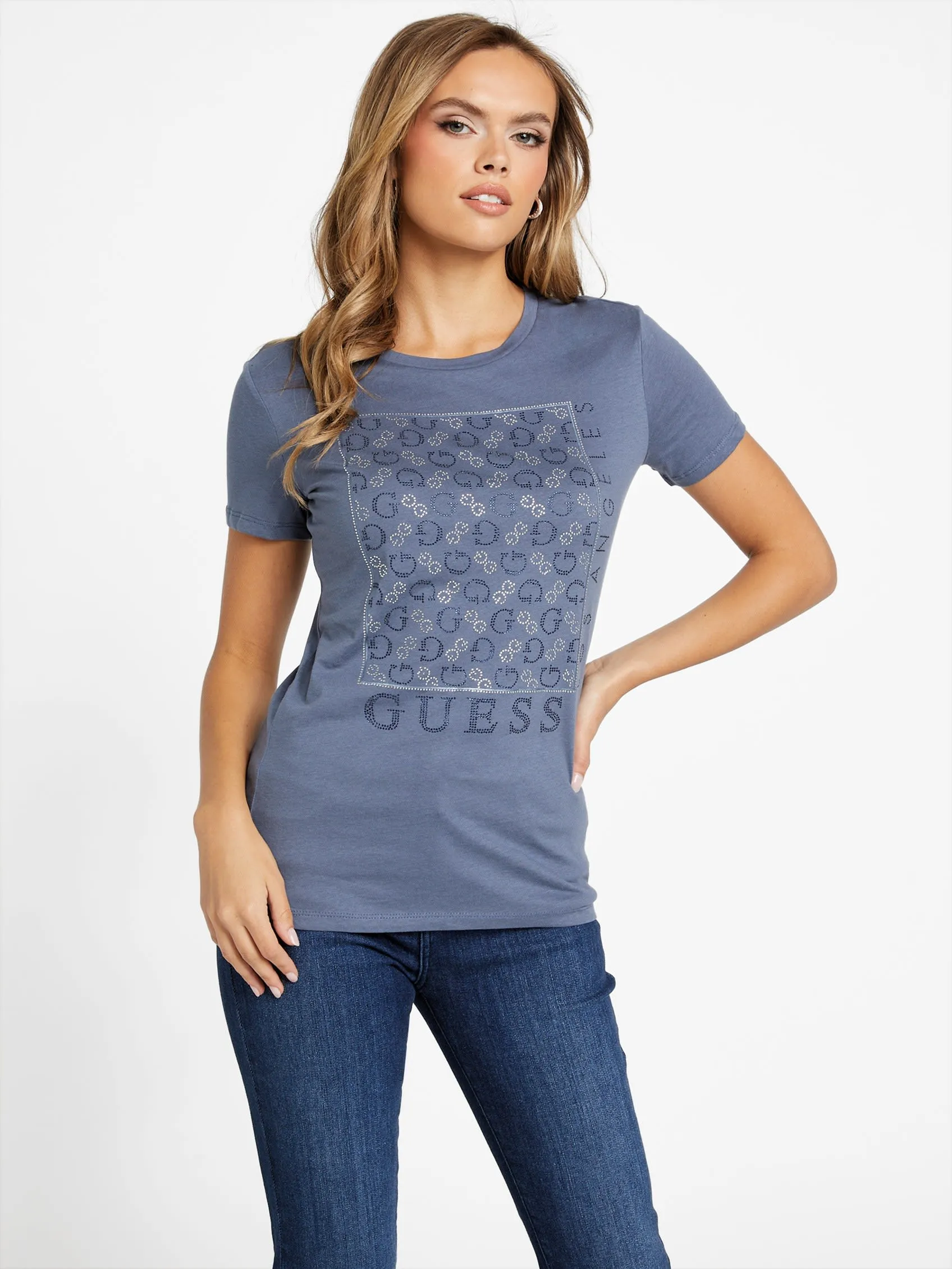 Reformation Naty Crewneck Rhinestone Tee