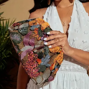 Retro Orange Beaded Clutch Bag Anna Kay Co