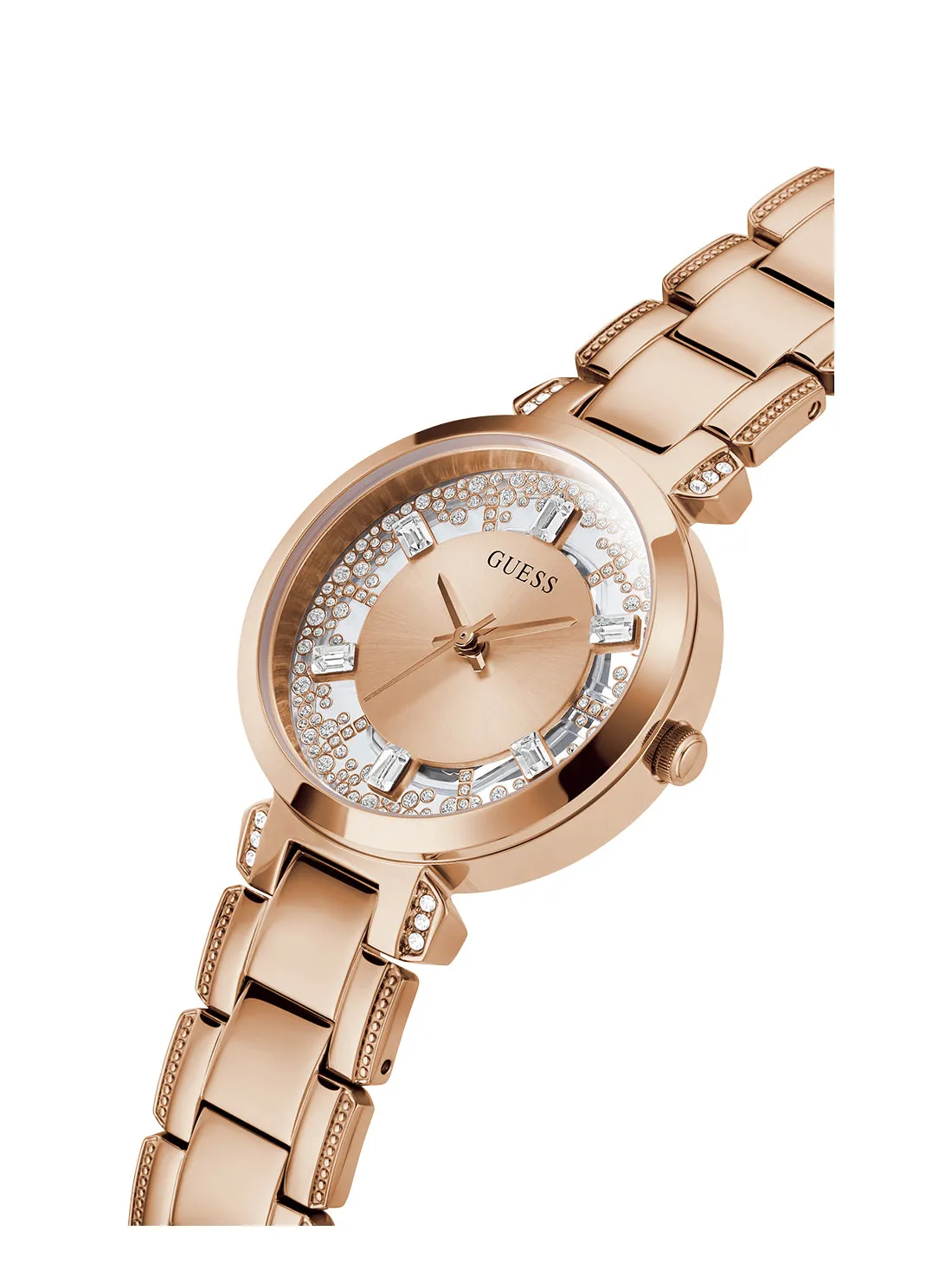 Rose Gold Crystal Clear Glitz Watch Guess