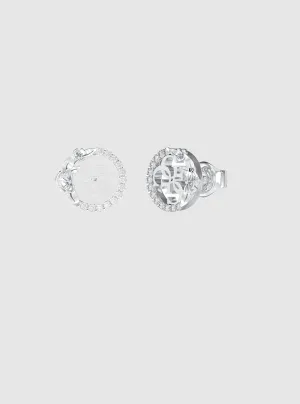 Silver Logo Flowers Stud Earrings Guess