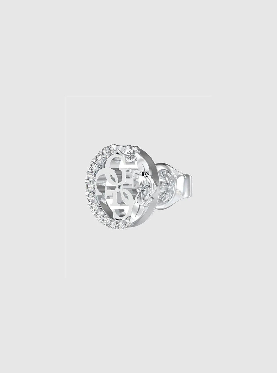 Silver Logo Flowers Stud Earrings Guess