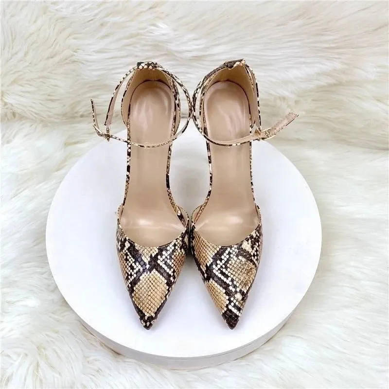 Snake Pattern Pointed High Heels Anna Kay Co