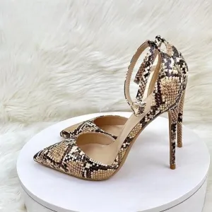 Snake Pattern Pointed High Heels Anna Kay Co