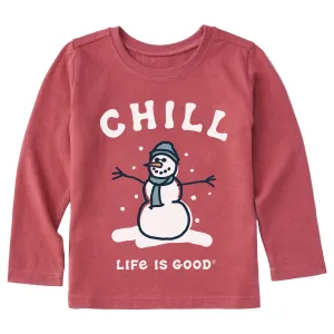 Toddler Chill Snowman Long Sleeve Crusher Tee Life is Good