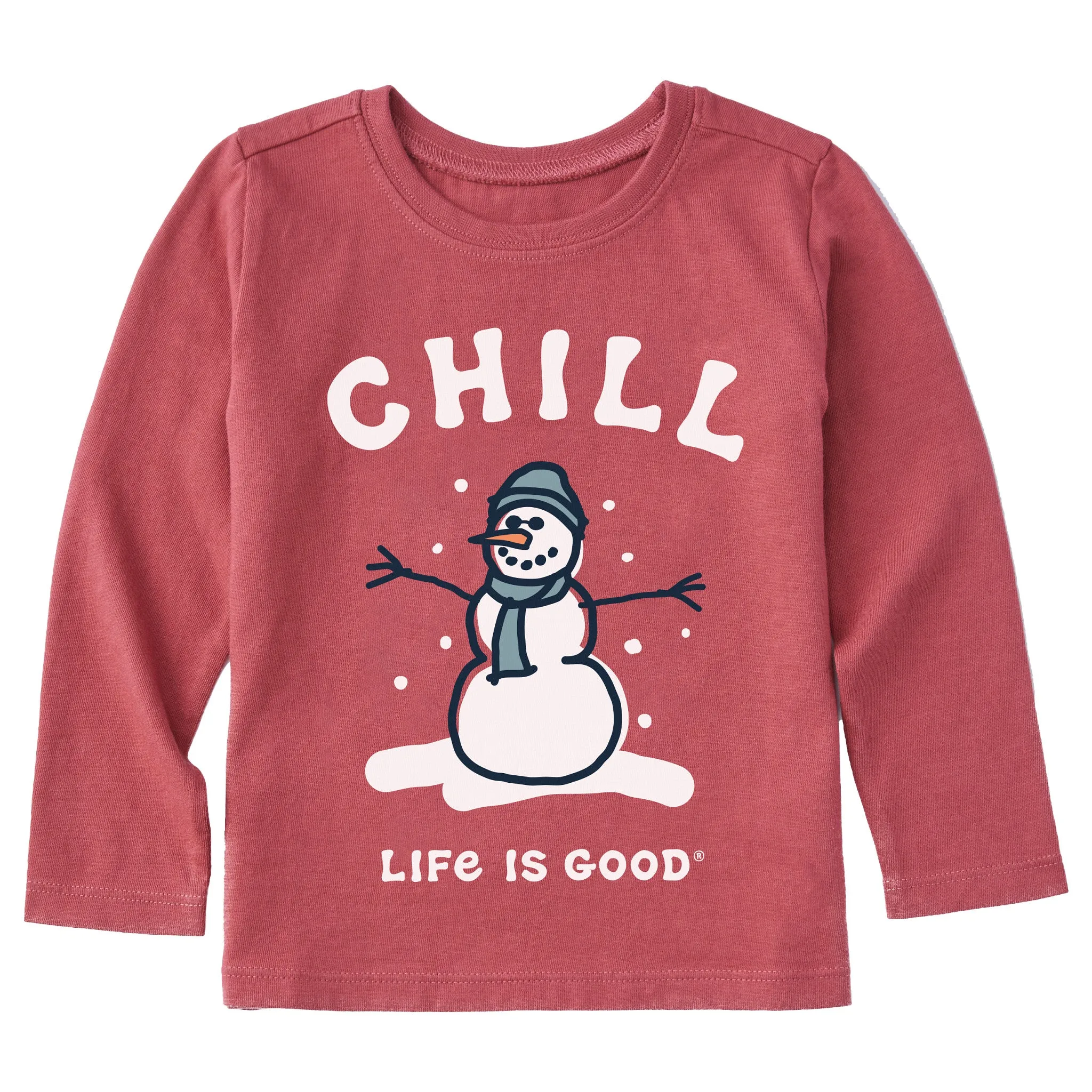 Toddler Chill Snowman Long Sleeve Crusher Tee Life is Good