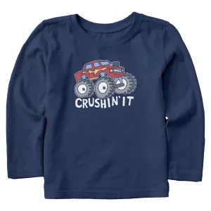 Toddler Crushin It Truck Long Sleeve Crusher Tee Life is Good