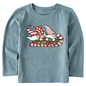 Toddler Gnome Toboggan Ride Long Sleeve Crusher Tee Life is Good