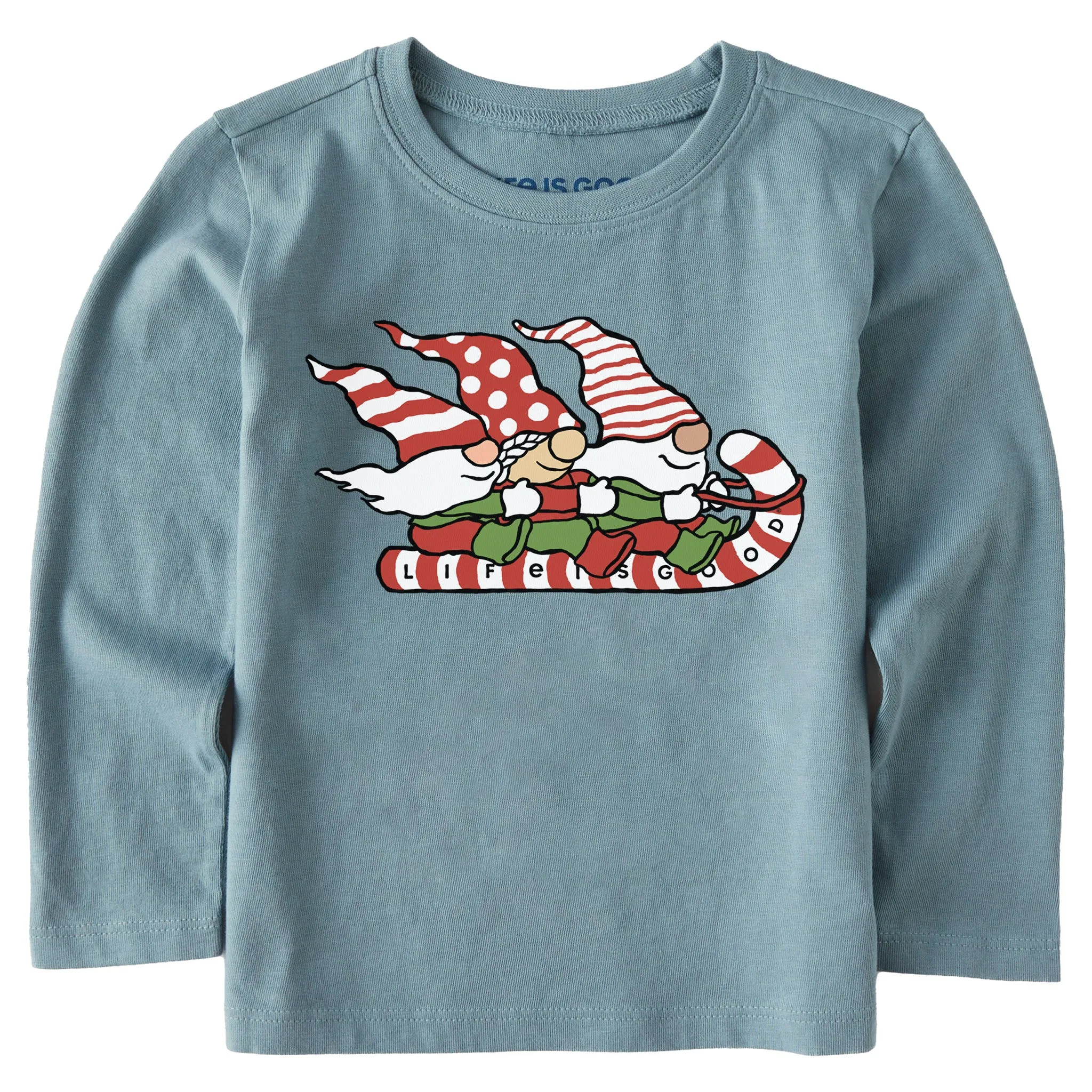 Toddler Gnome Toboggan Ride Long Sleeve Crusher Tee Life is Good