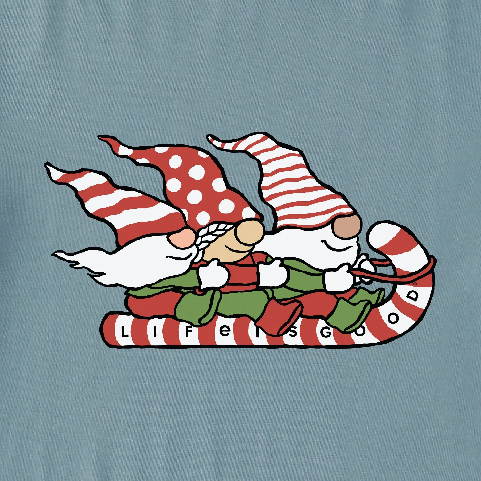 Toddler Gnome Toboggan Ride Long Sleeve Crusher Tee Life is Good
