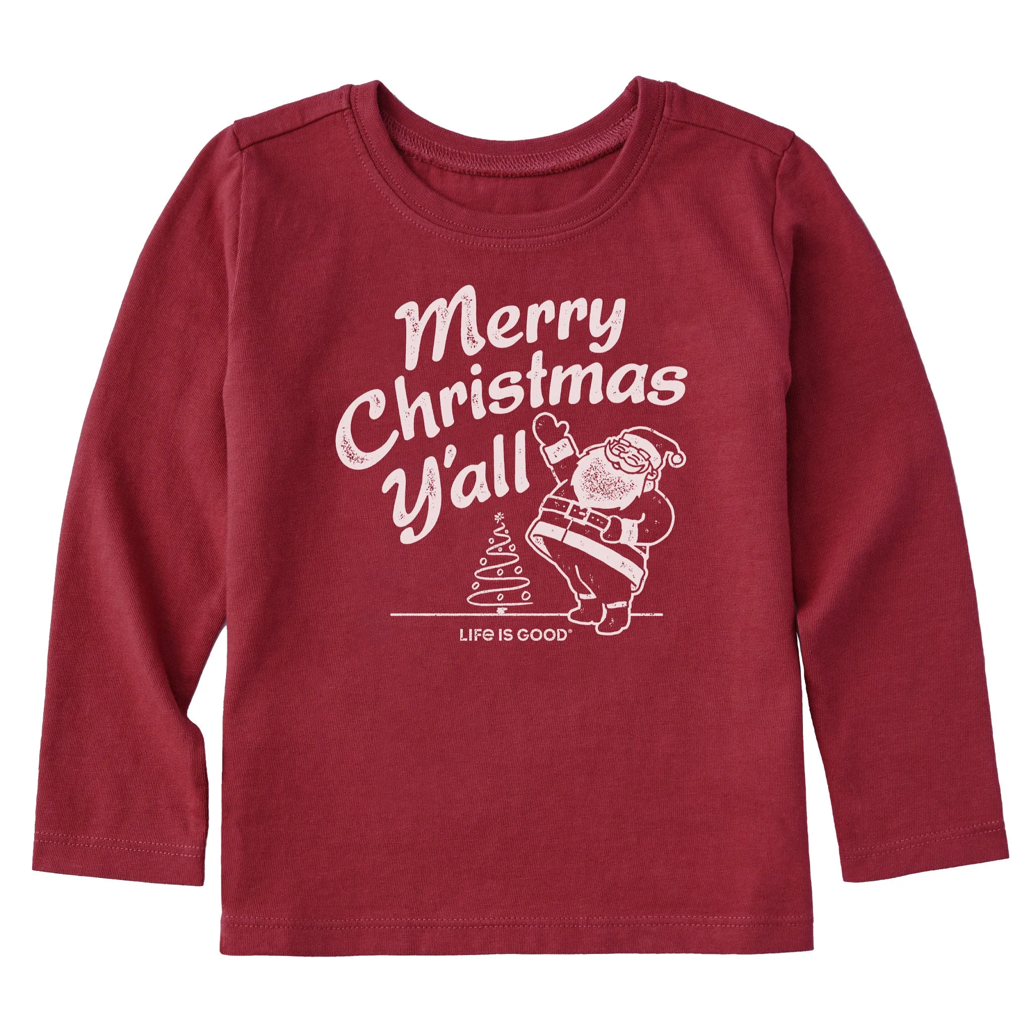 Toddler Santa Merry Christmas Y'all Long Sleeve Crusher Tee Life is Good