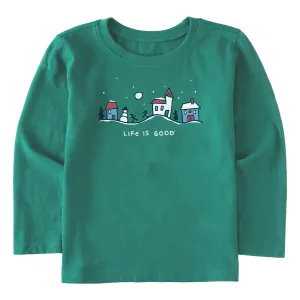Toddler Snowman Village Vista Long Sleeve Crusher Tee Life is Good
