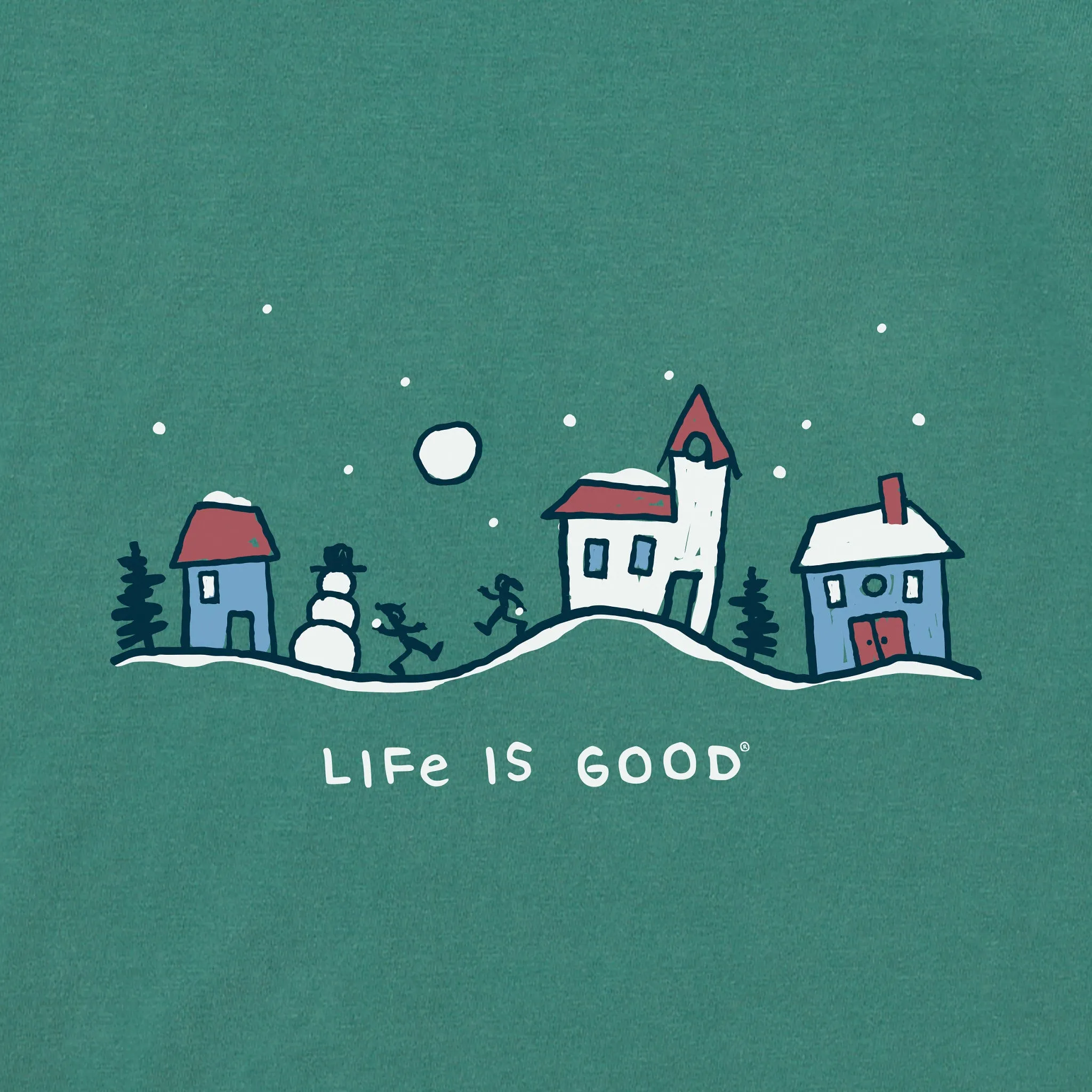 Toddler Snowman Village Vista Long Sleeve Crusher Tee Life is Good