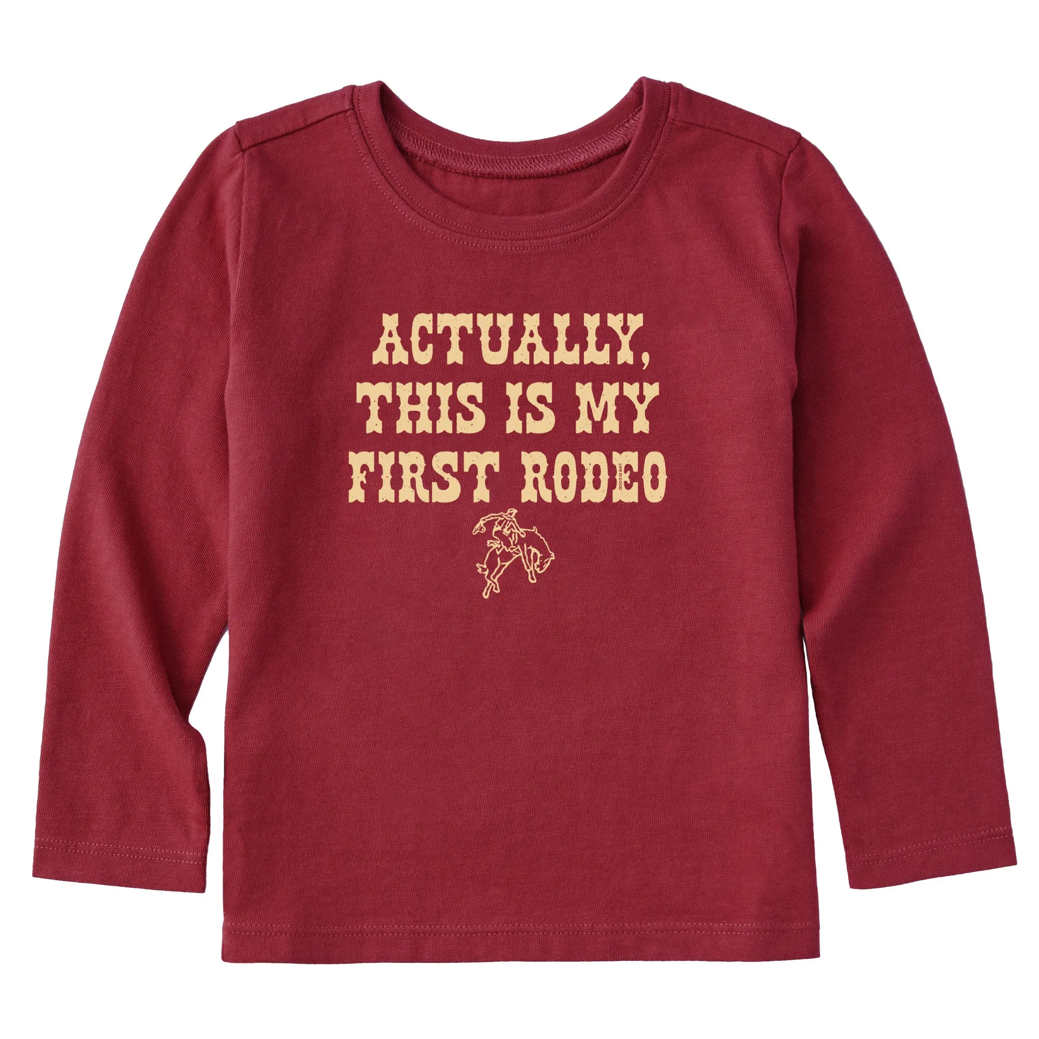 Toddler Woodcut First Rodeo Long Sleeve Crusher Tee Life is Good