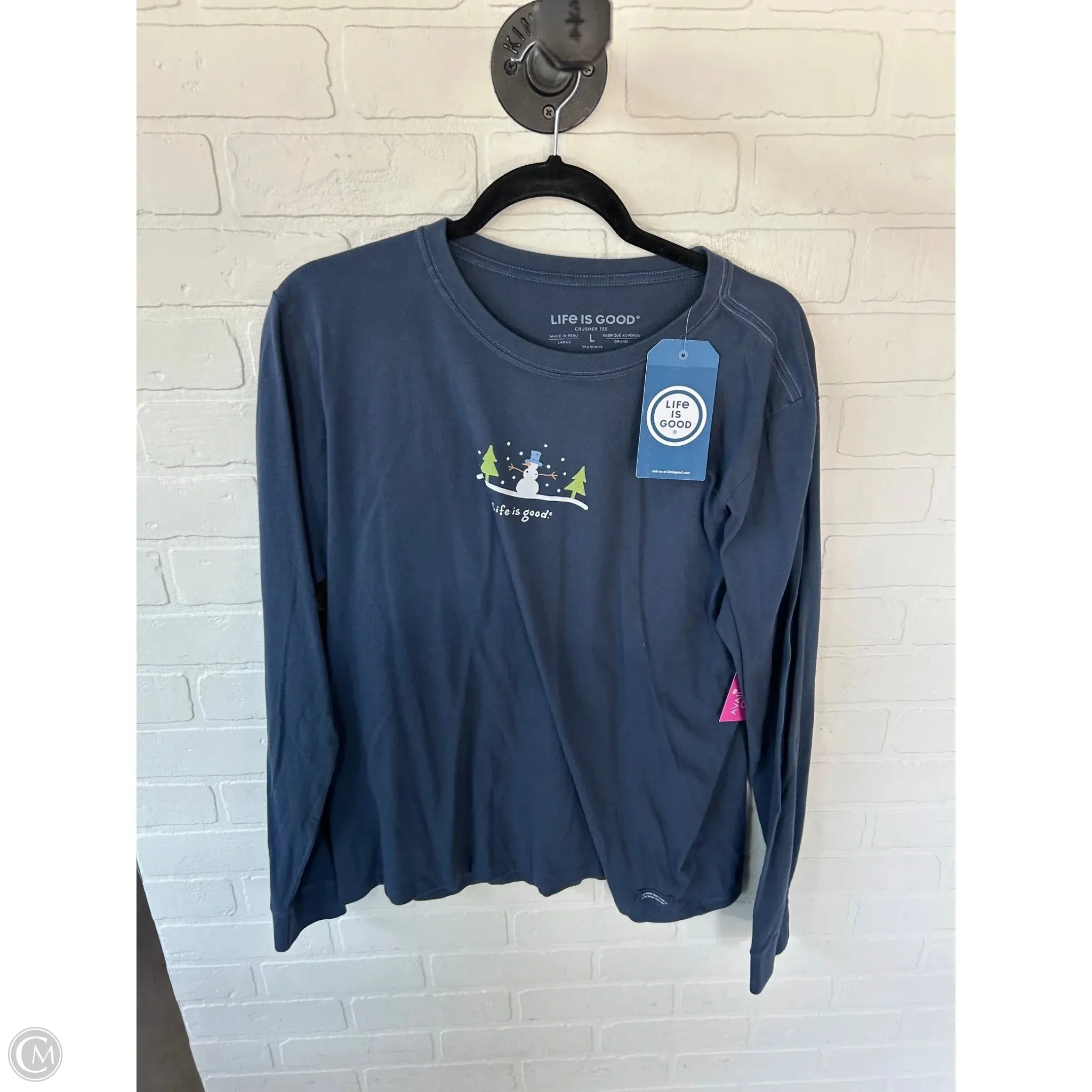 Top Long Sleeve Basic By Life Is Good In Blue, Size: L