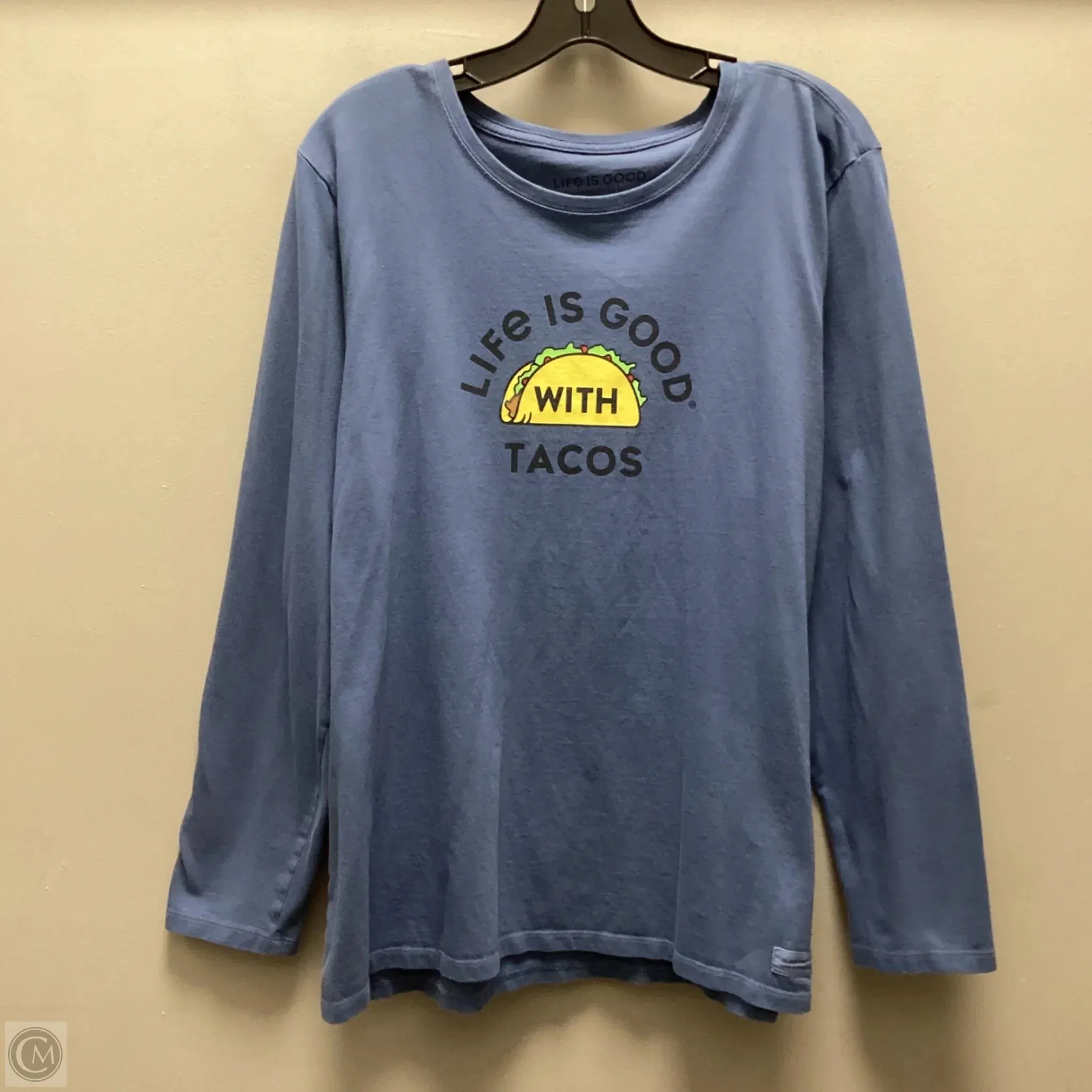 Top Long Sleeve By Life Is Good In Blue, Size: Xl