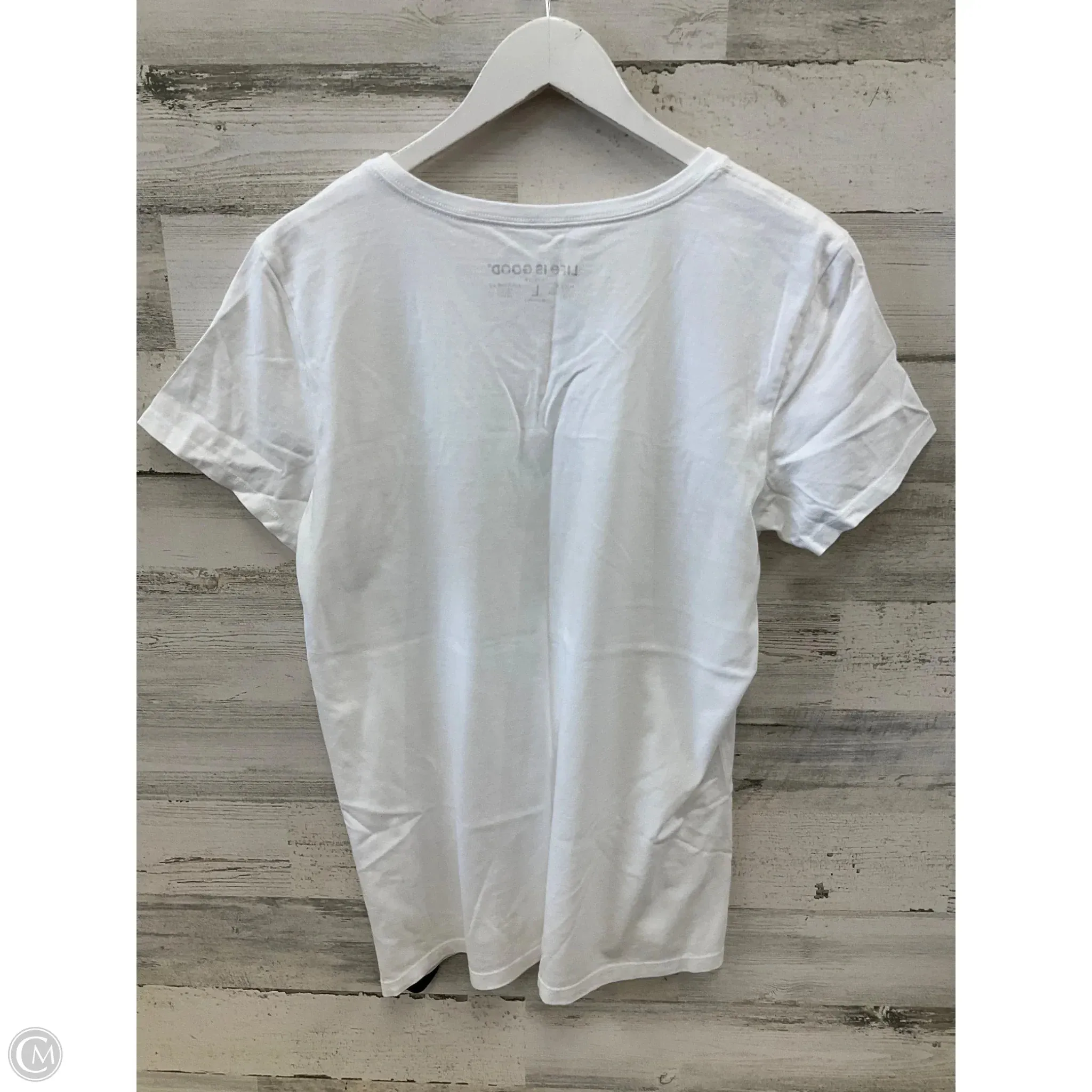 Top Short Sleeve By Life Is Good In White, Size: L