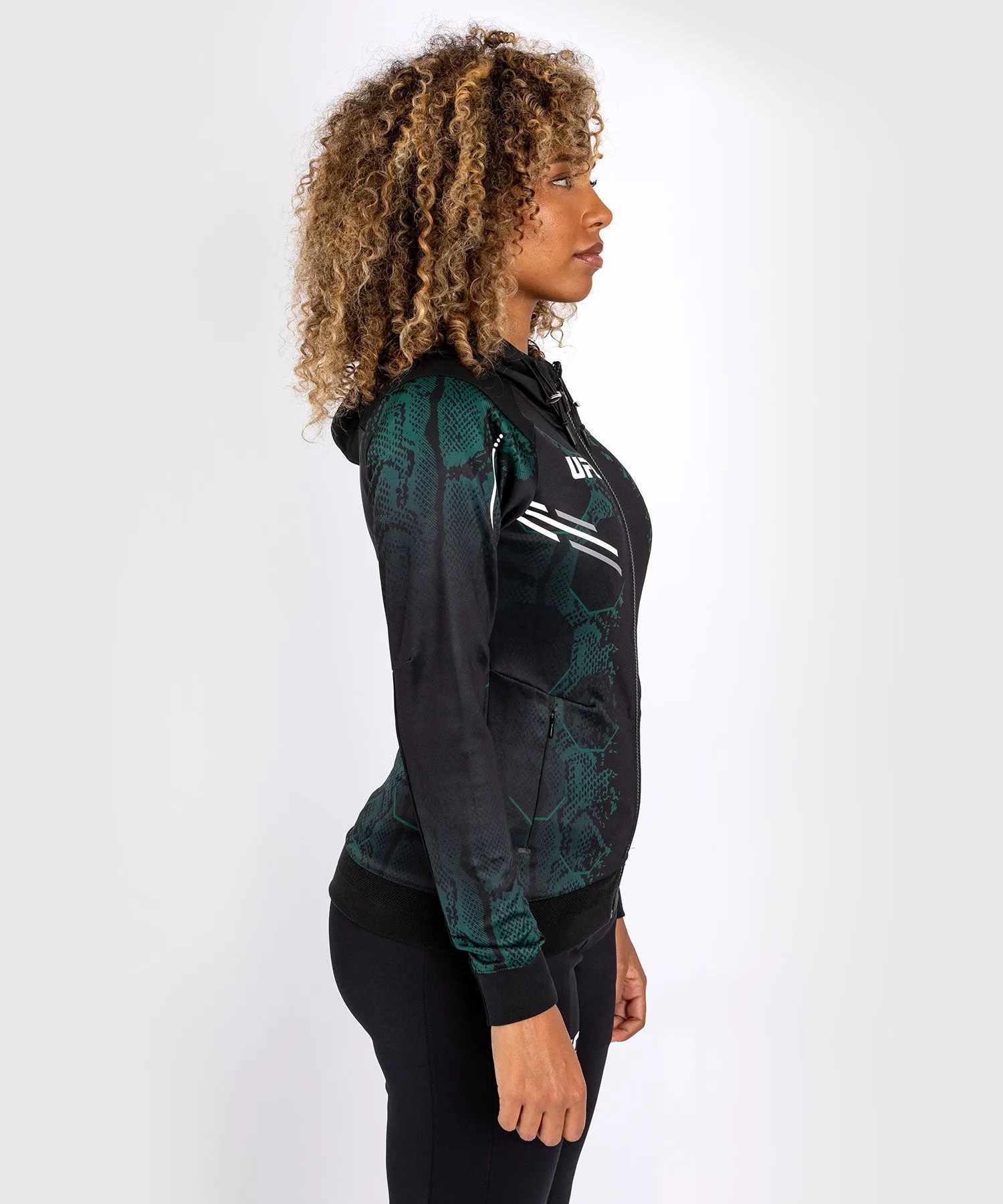 UFC Adrenaline by Venum  Personalized Authentic Fight Night Women’s Walkout Hoodie - Emerald Edition - Green/Black