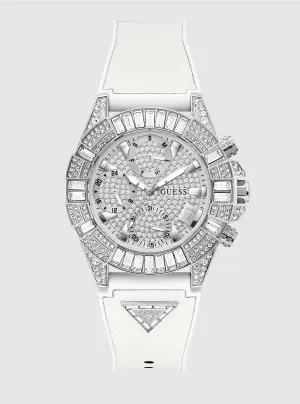 White Iconic 40th Silicone Watch Guess