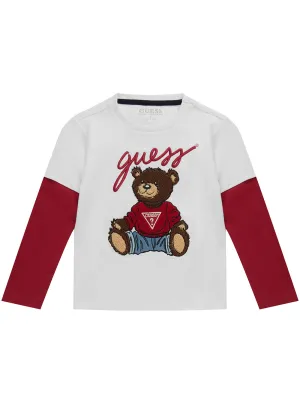 White Red Long Sleeve T-Shirt (2-7) Guess