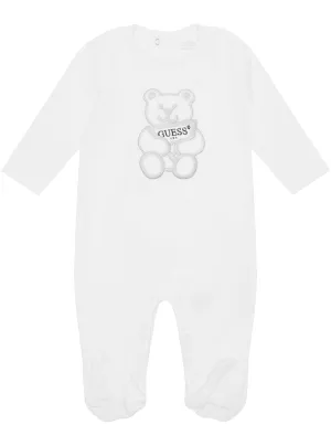 White Stretch Jersey Overall (0-12M) Guess