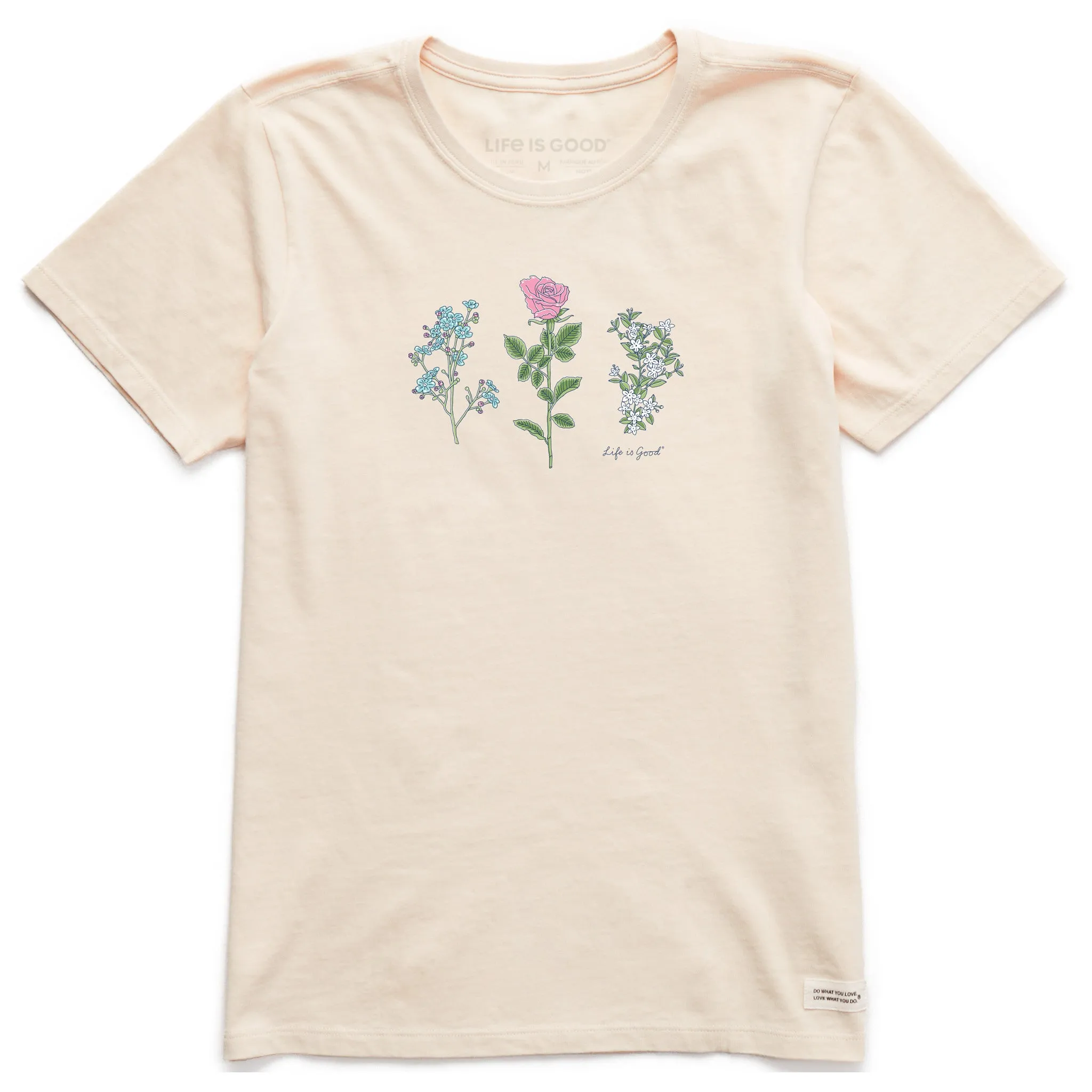Women's 3 Botanical Rose Jasmine Short Sleeve Crusher Tee Life is Good