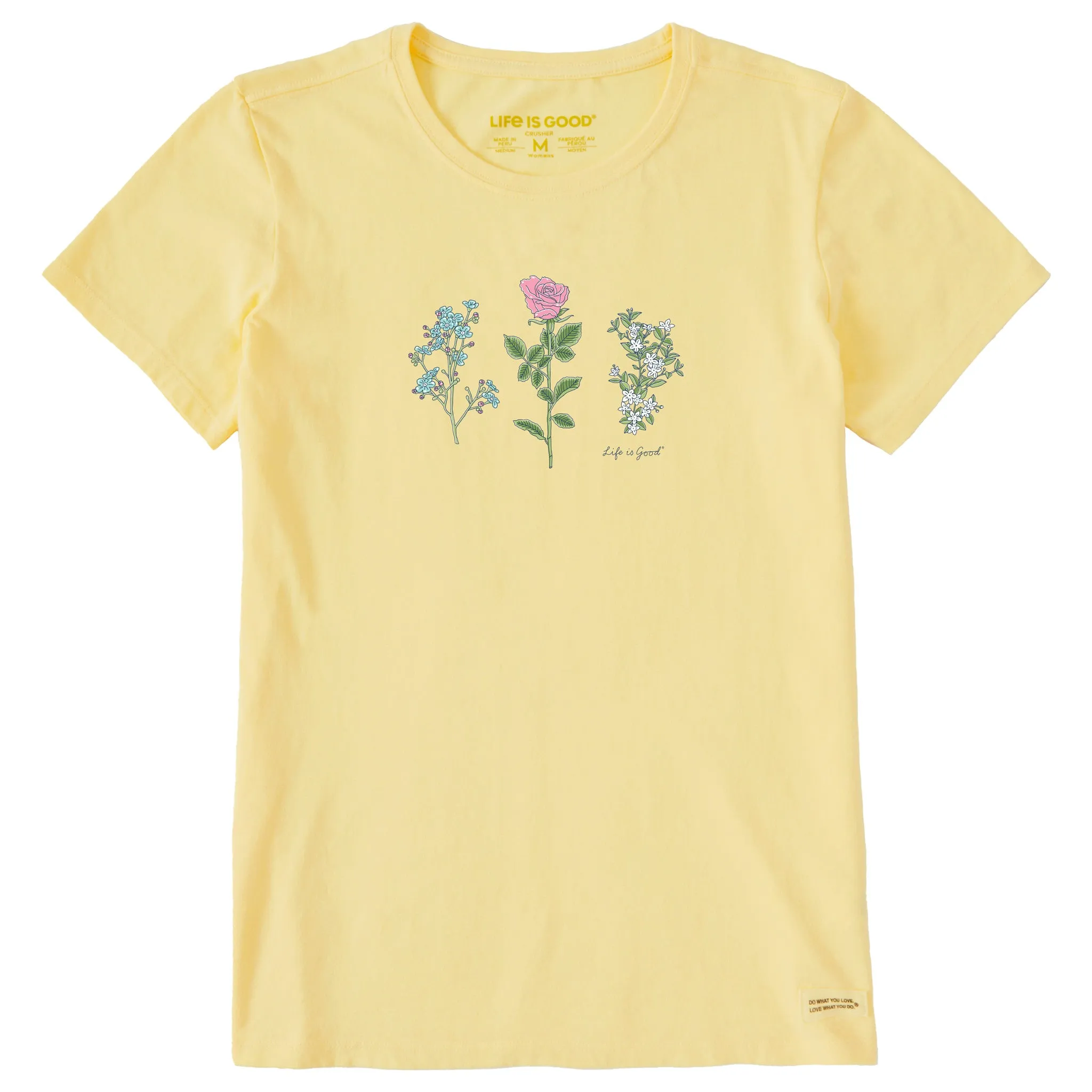 Women's 3 Botanical Rose Jasmine Short Sleeve Crusher Tee Life is Good