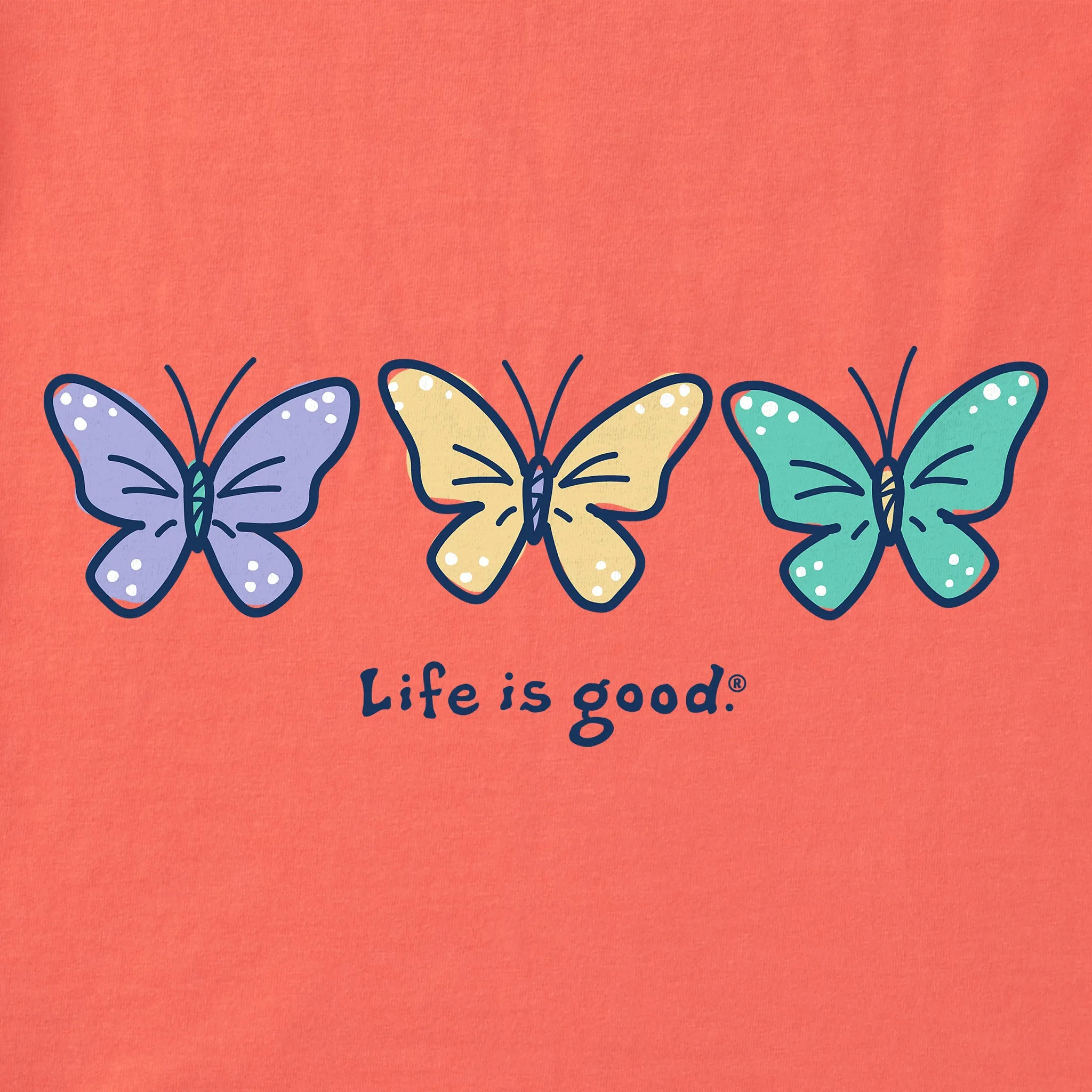 Women's 3 Butterflies Short Sleeve Crusher Tee Life is Good