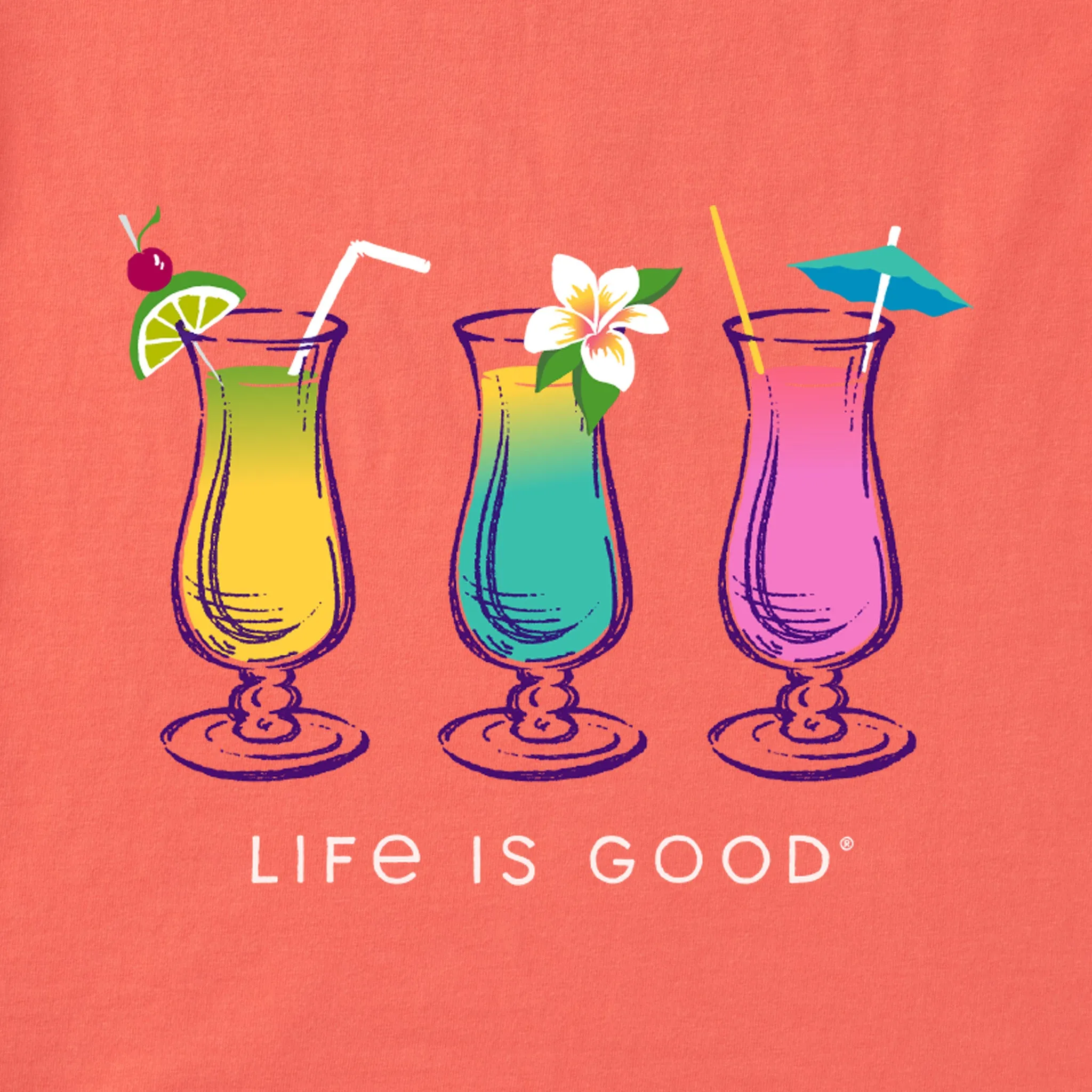 Women's 3 Cocktails Short Sleeve Vee Life is Good