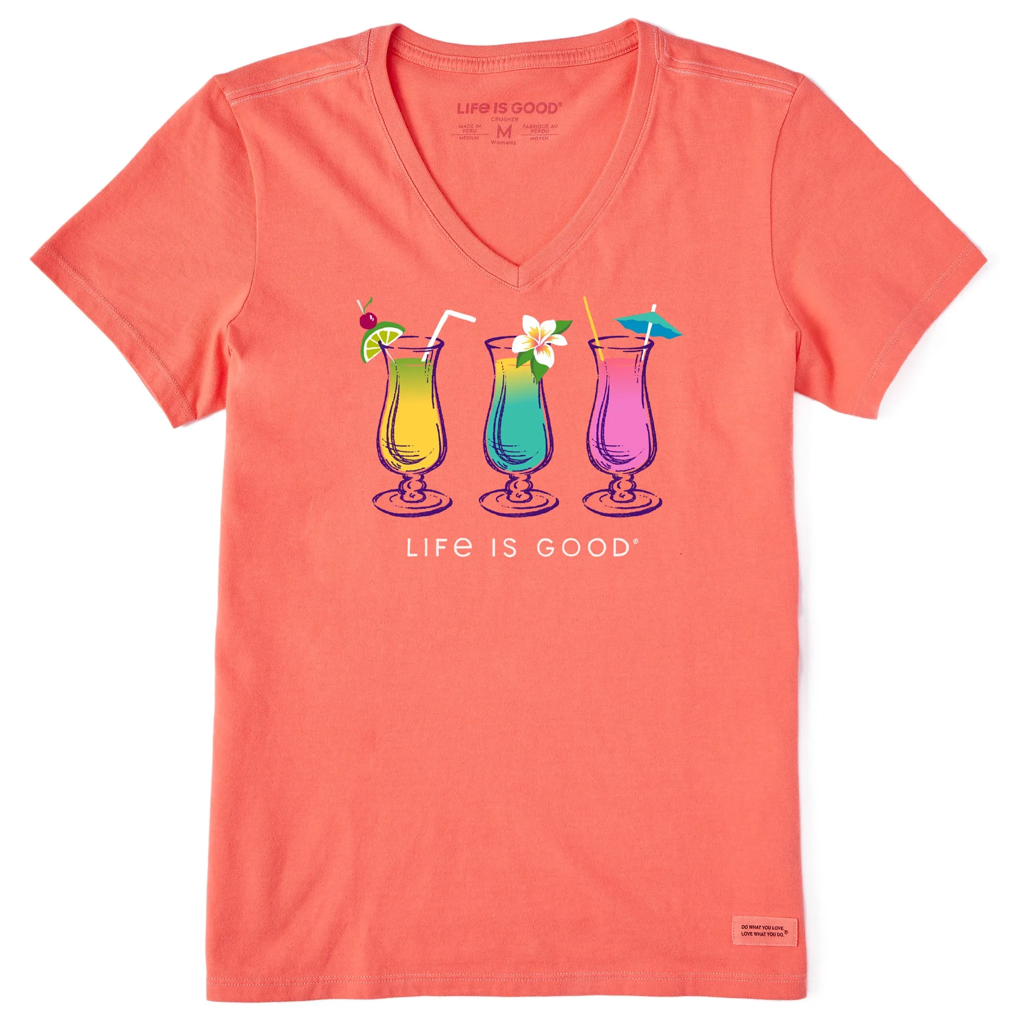 Women's 3 Cocktails Short Sleeve Vee Life is Good