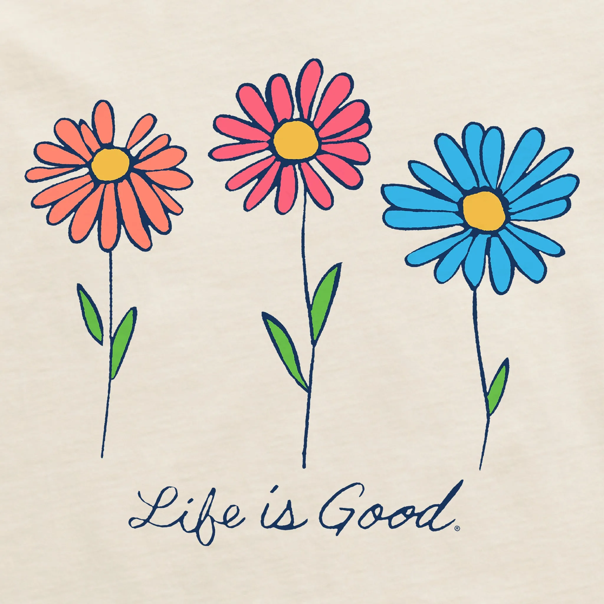 Women's 3 Colorful Daisies Short Sleeve Crusher Tee Life is Good