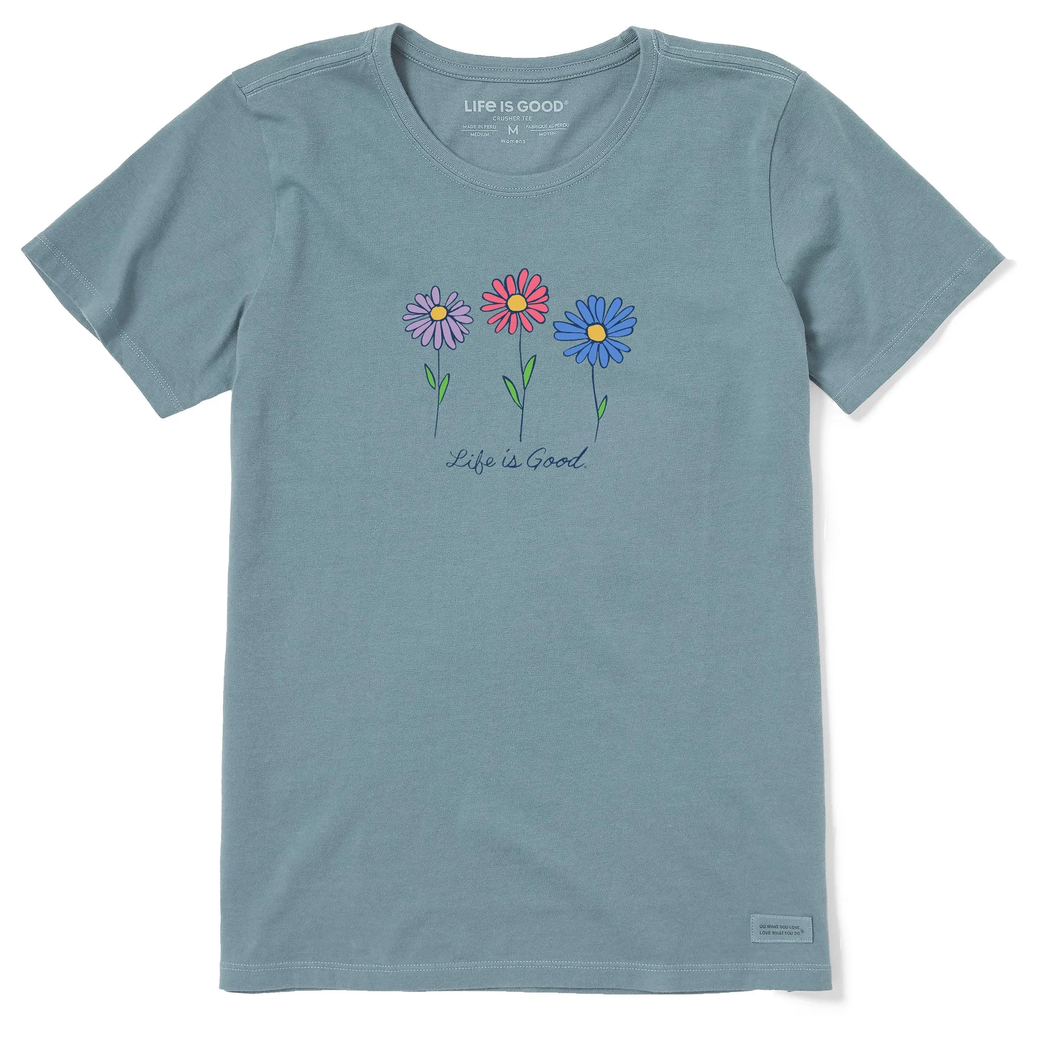 Women's 3 Colorful Daisies Short Sleeve Crusher Tee Life is Good