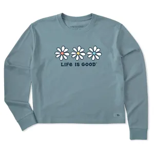 Women's 3 Daisies Long Sleeve Crusher Boxy Tee Life is Good
