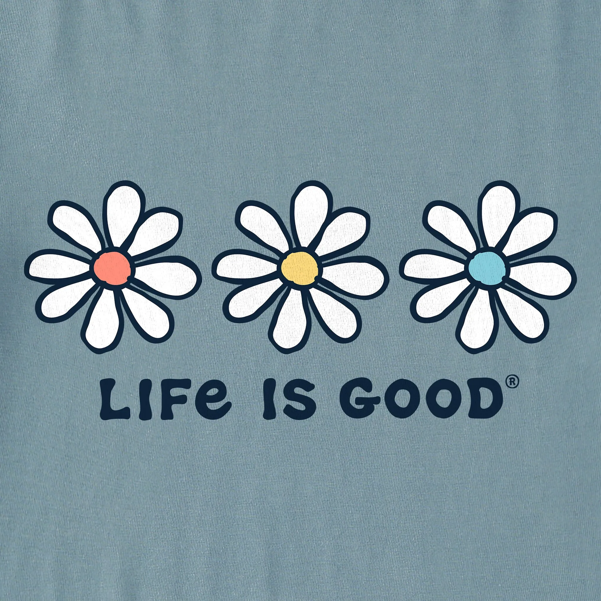 Women's 3 Daisies Long Sleeve Crusher Boxy Tee Life is Good