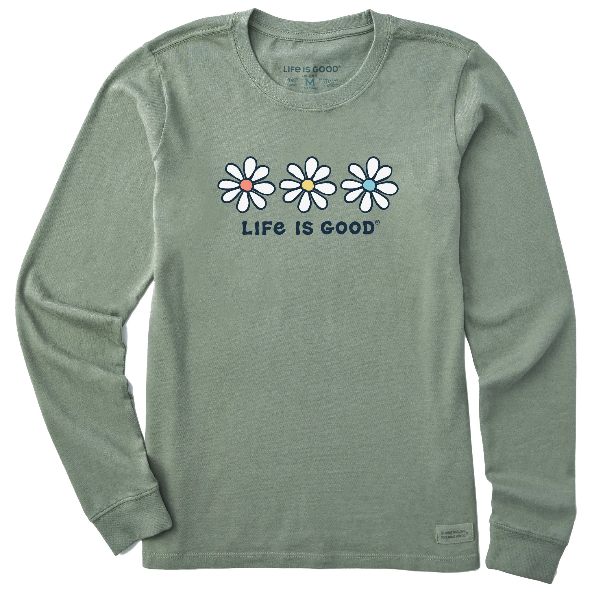 Women's 3 Daisies Long Sleeve Crusher Tee Life is Good