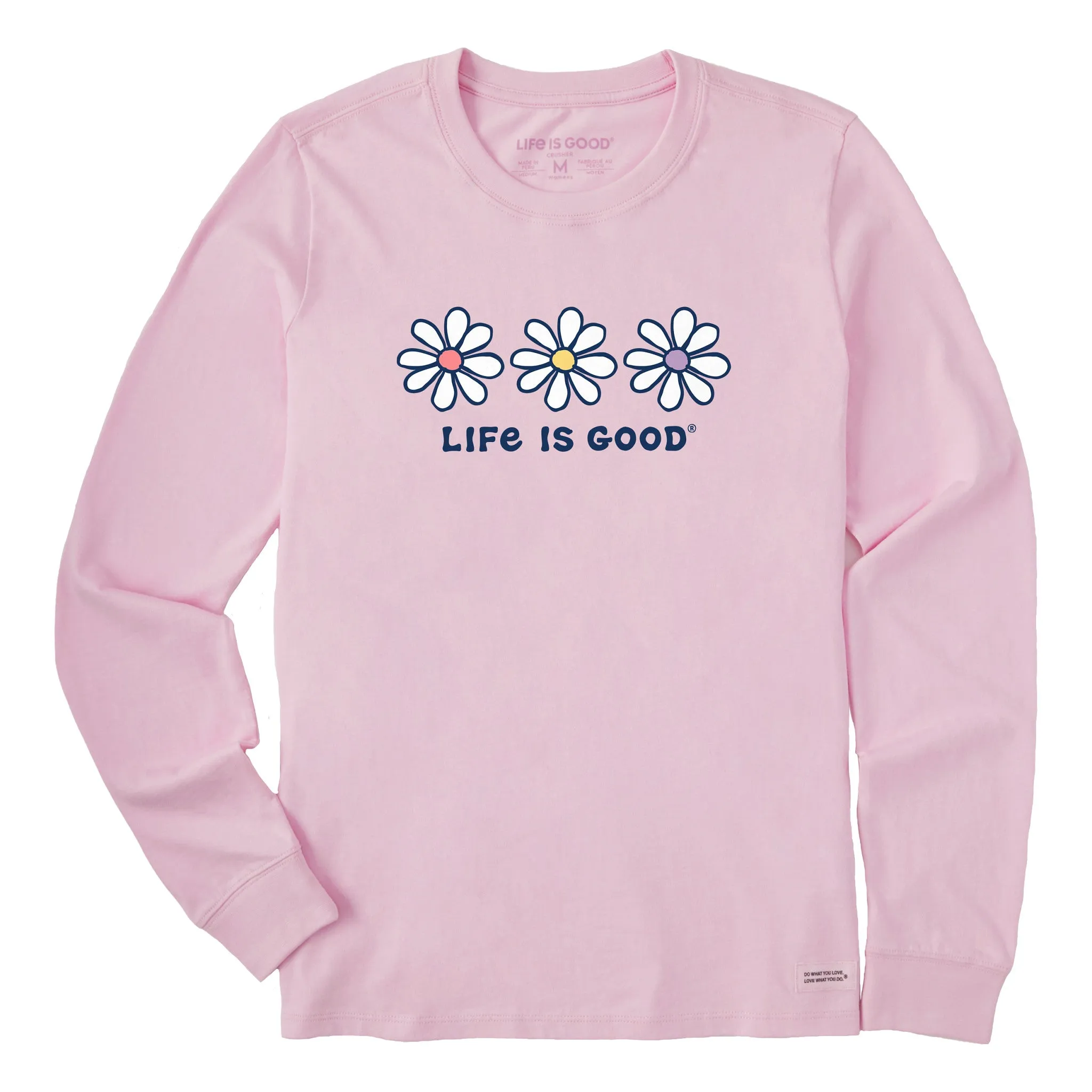 Women's 3 Daisies Long Sleeve Crusher Tee Life is Good