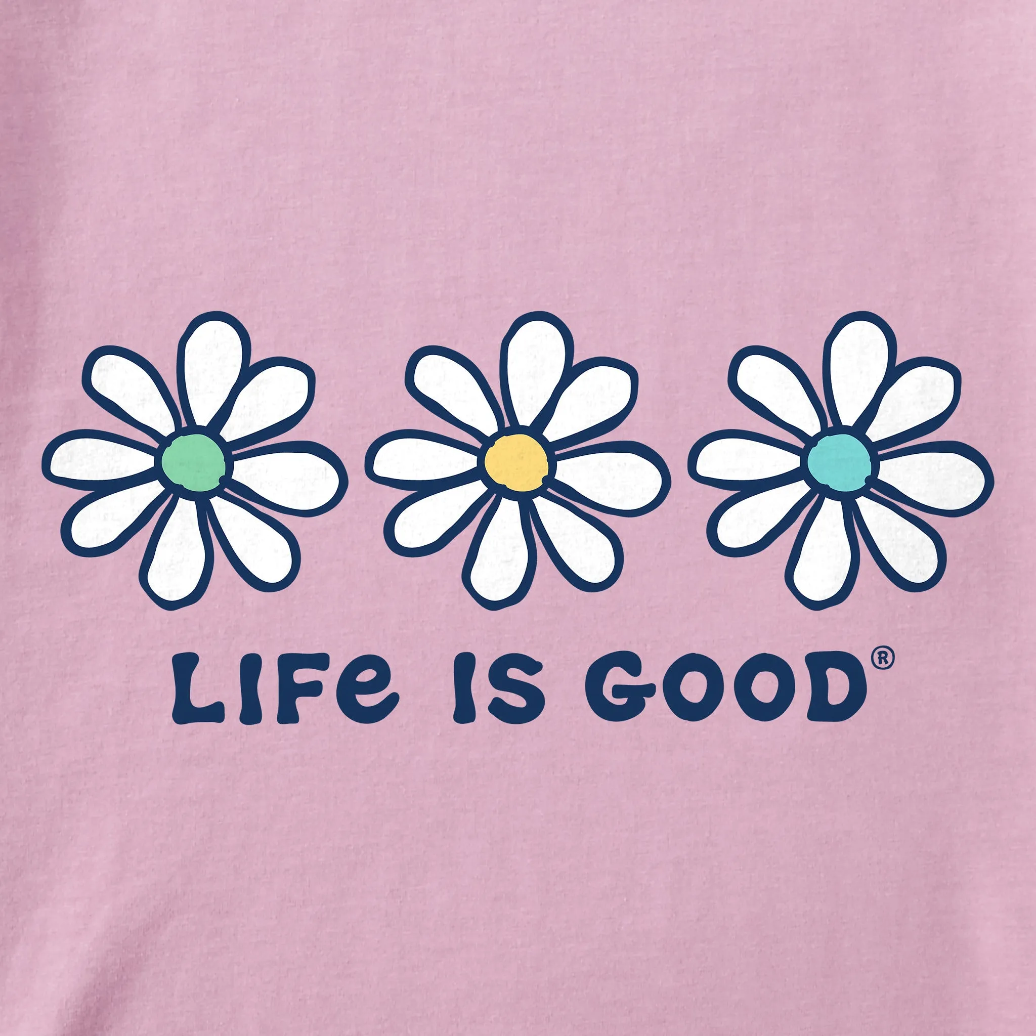 Women's 3 Daisies Long Sleeve Crusher Tee Life is Good