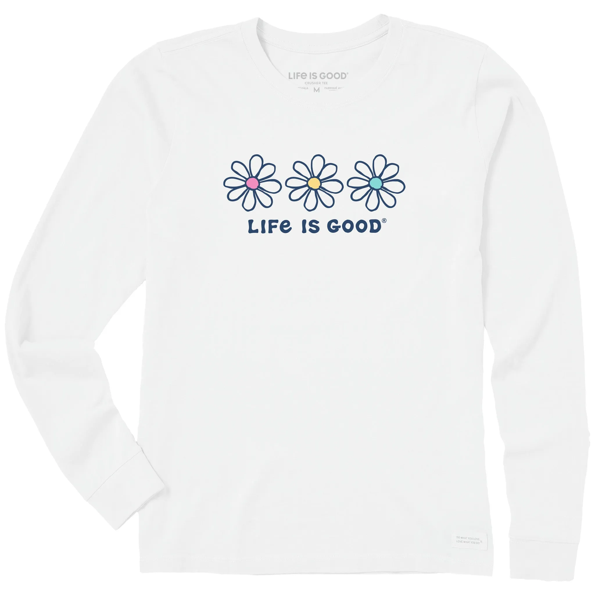 Women's 3 Daisies Long Sleeve Crusher Tee Life is Good