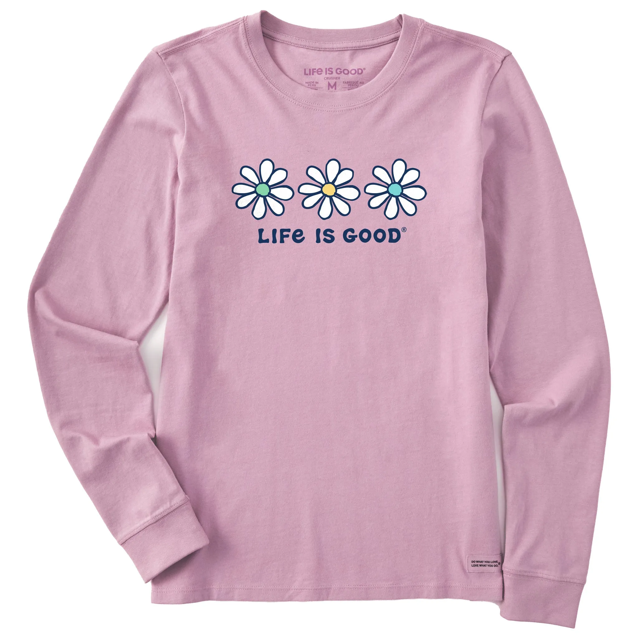 Women's 3 Daisies Long Sleeve Crusher Tee Life is Good