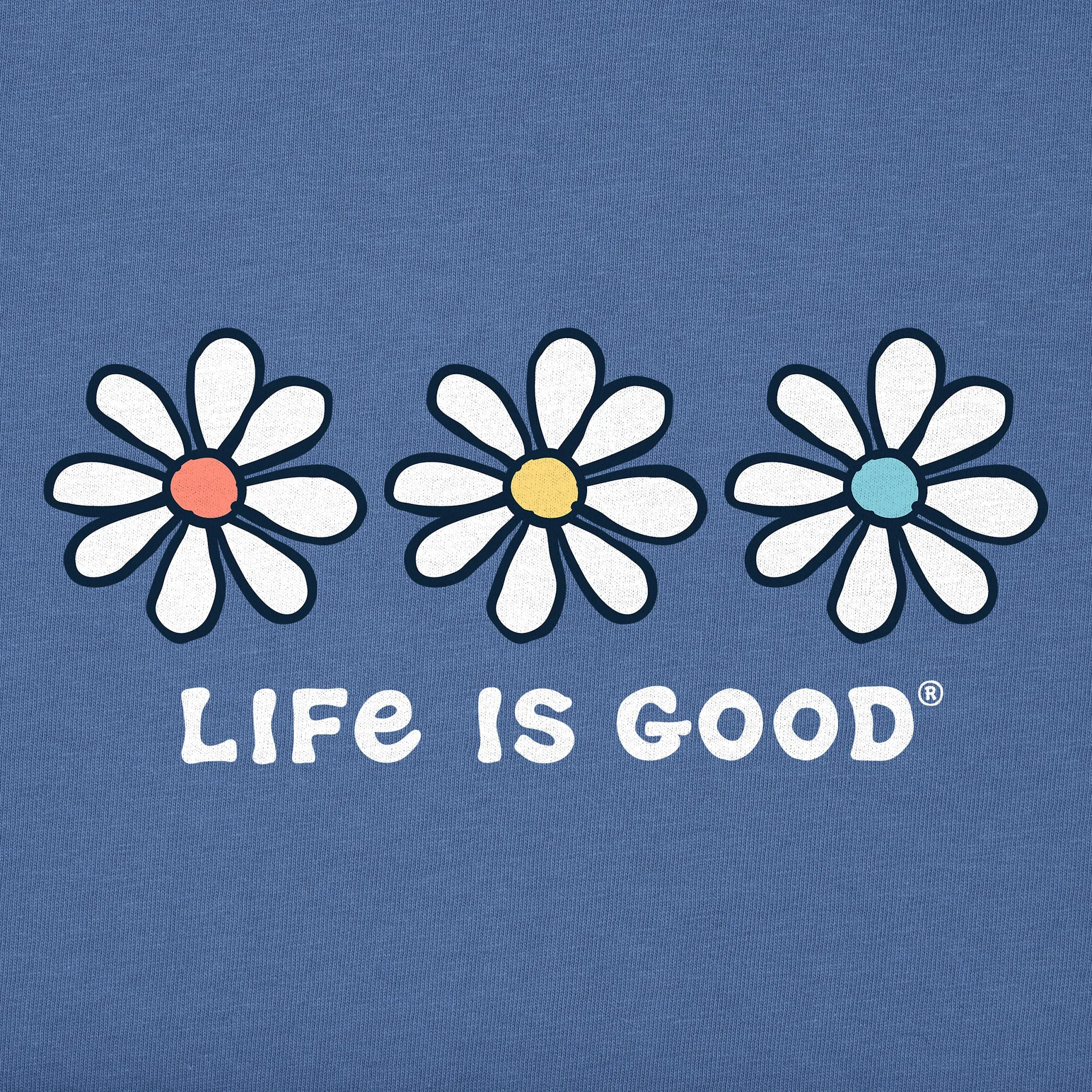 Women's 3 Daisies Long Sleeve Crusher Vee Life is Good