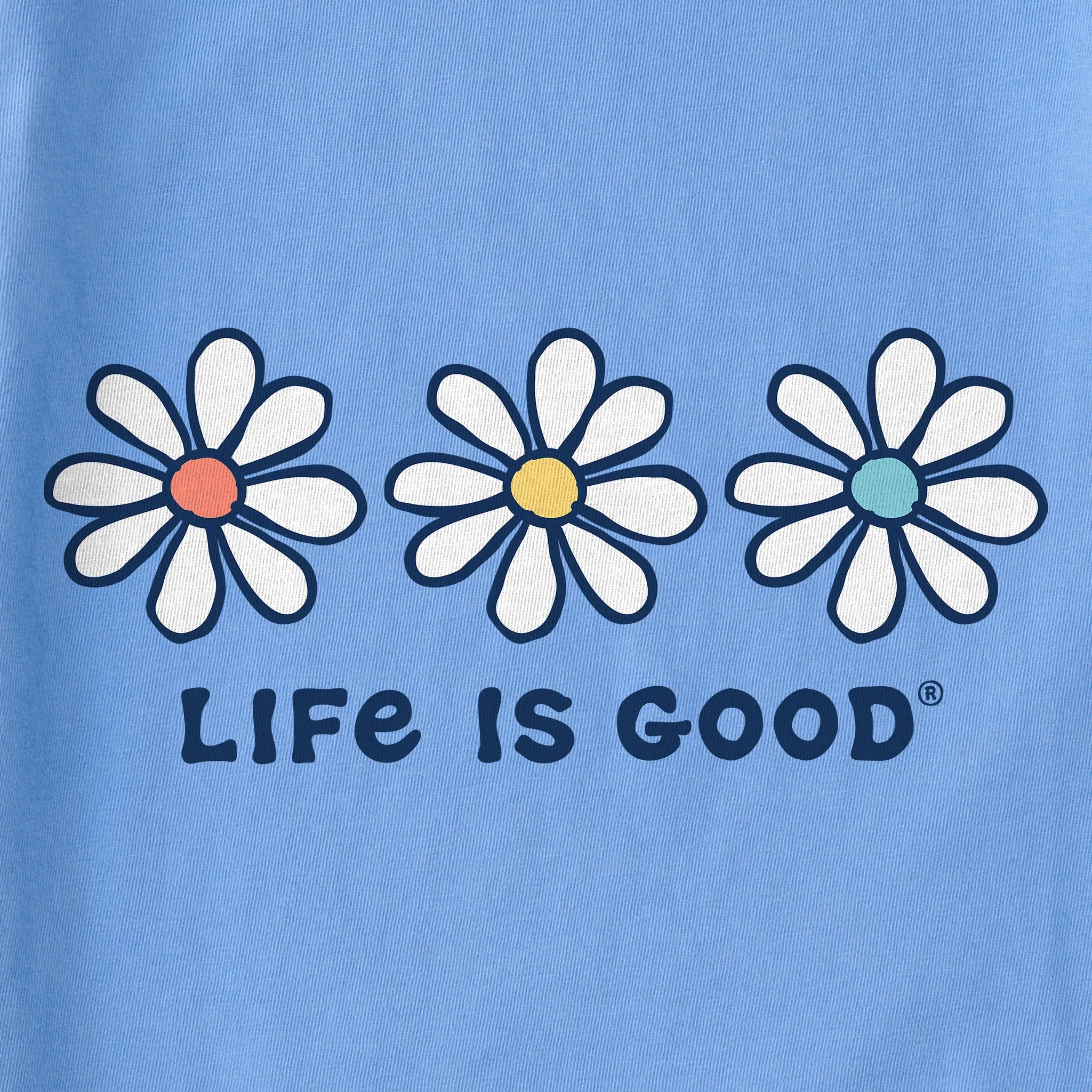 Women's 3 Daisies Long Sleeve Crusher Vee Life is Good
