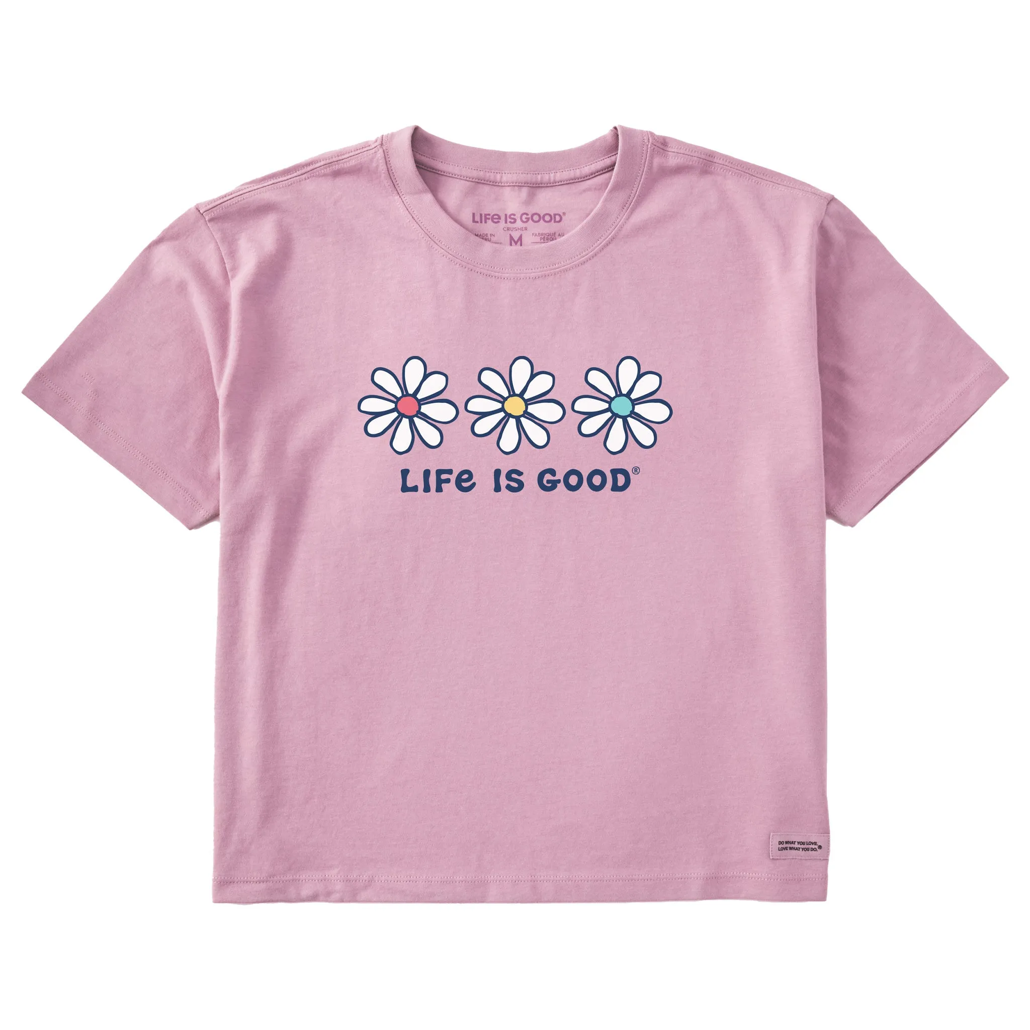 Women's 3 Daisies Short Sleeve Crusher Boxy Tee Life is Good