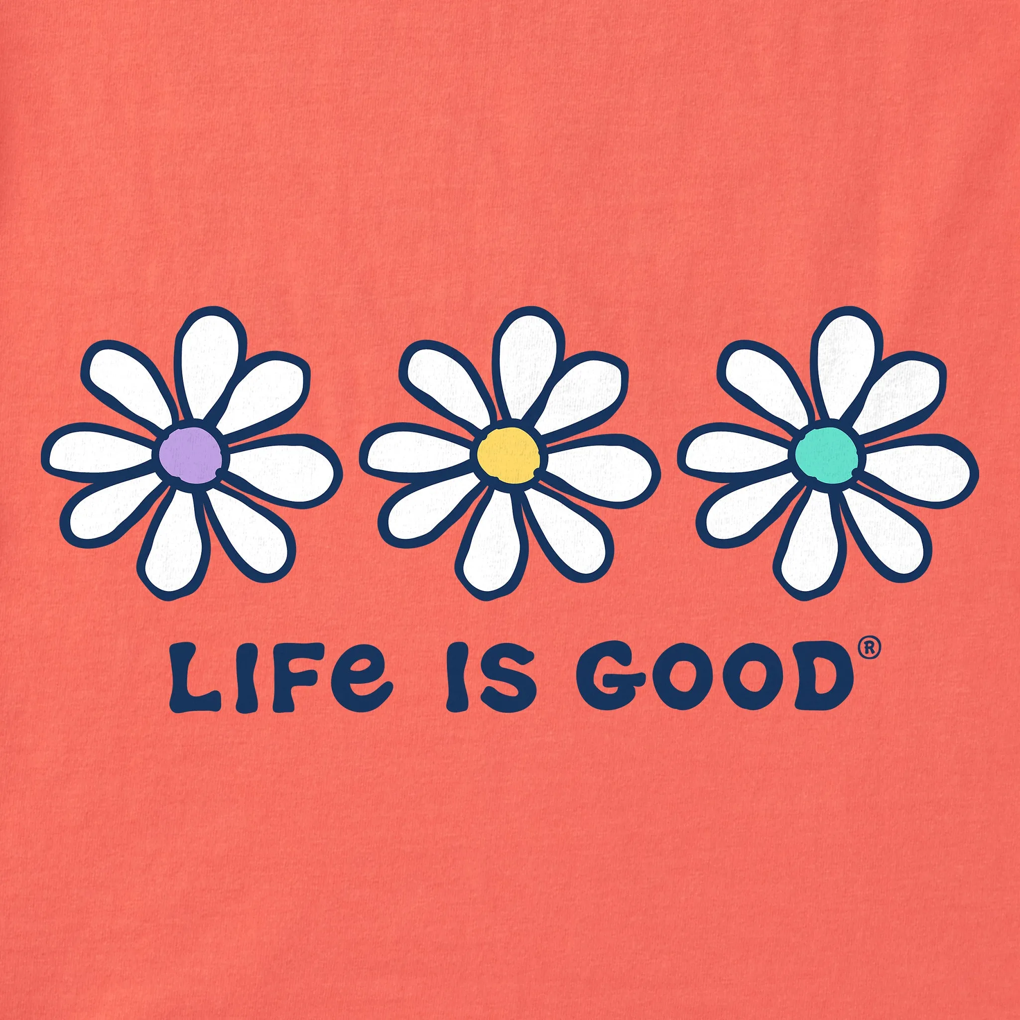 Women's 3 Daisies Short Sleeve Crusher Boxy Tee Life is Good