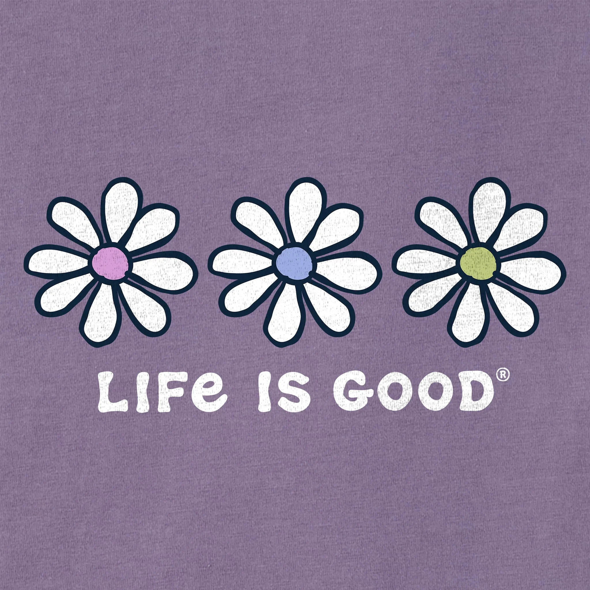 Women's 3 Daisies Short Sleeve Crusher Boxy Tee Life is Good
