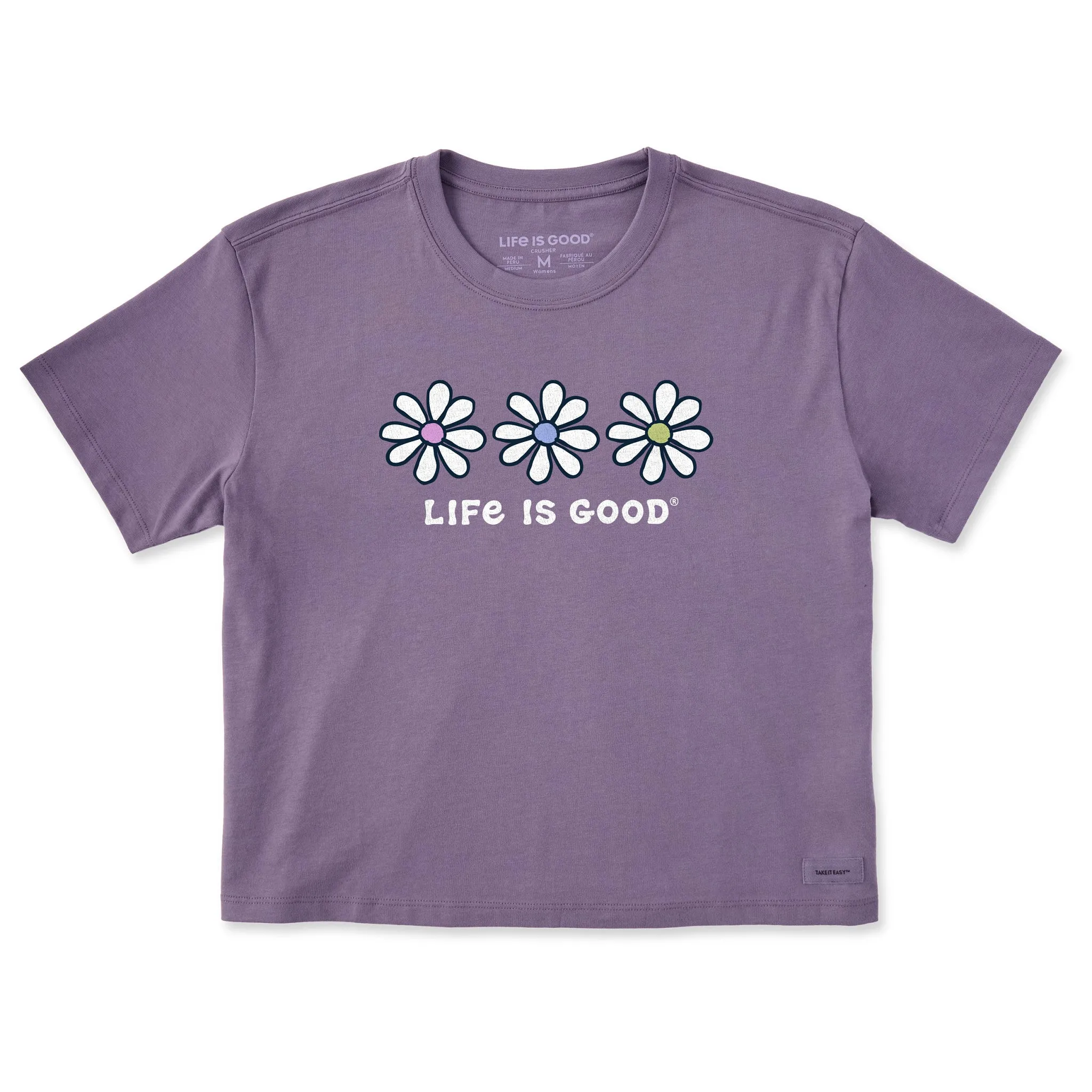 Women's 3 Daisies Short Sleeve Crusher Boxy Tee Life is Good