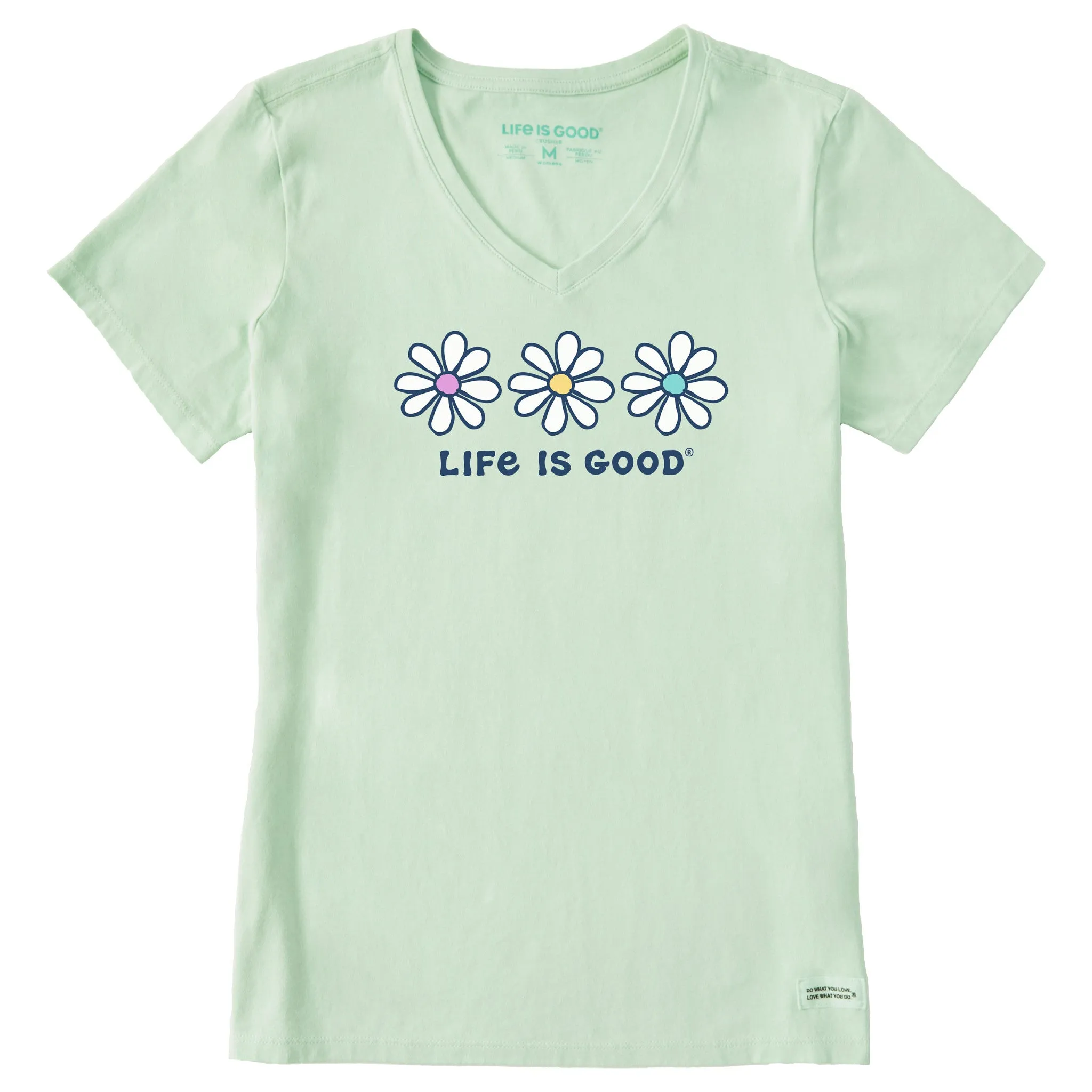 Women's 3 Daisies Short Sleeve Vee Life is Good