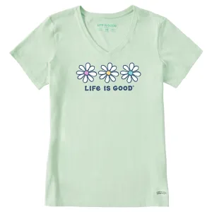 Women's 3 Daisies Short Sleeve Vee Life is Good