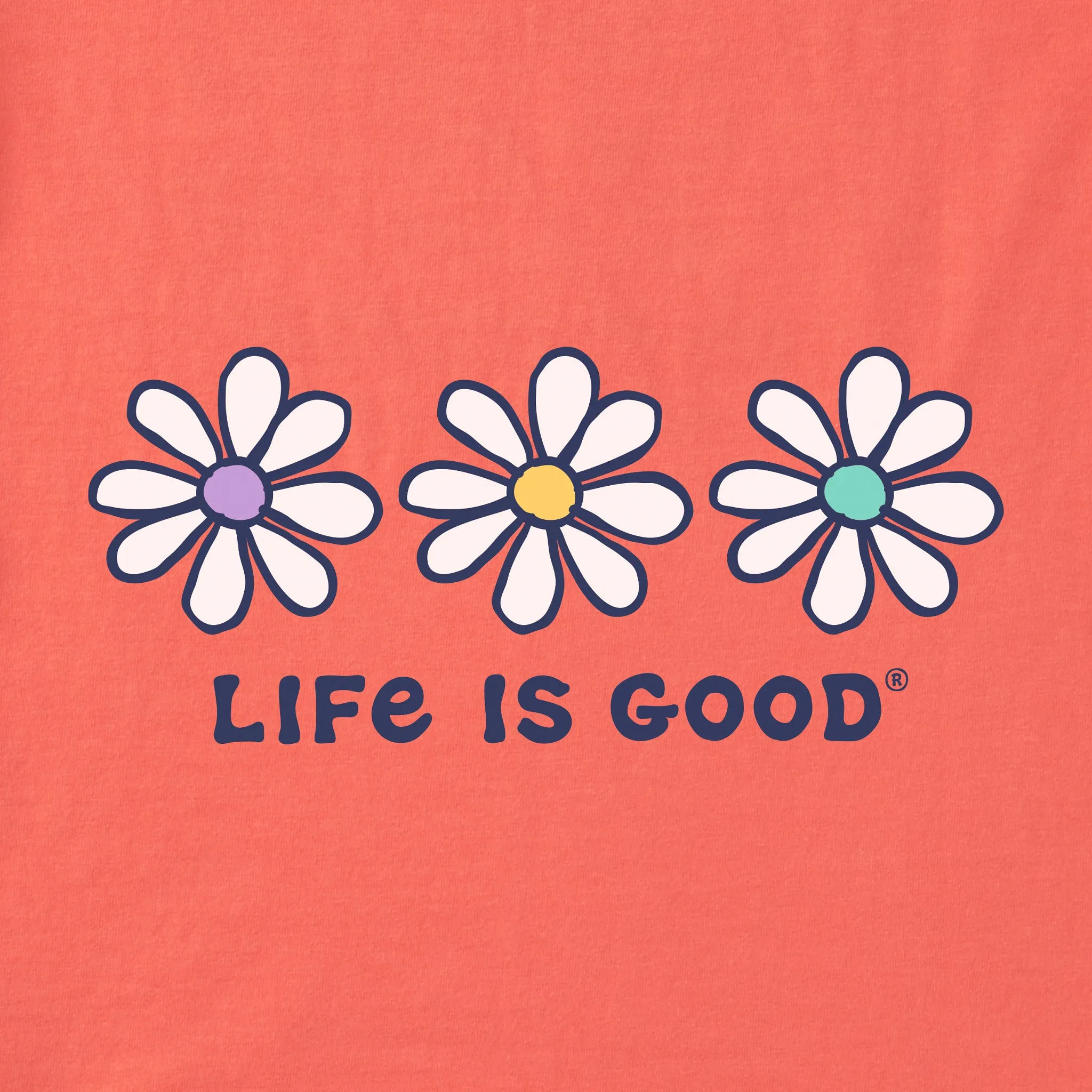 Women's 3 Daisies Short Sleeve Vee Life is Good