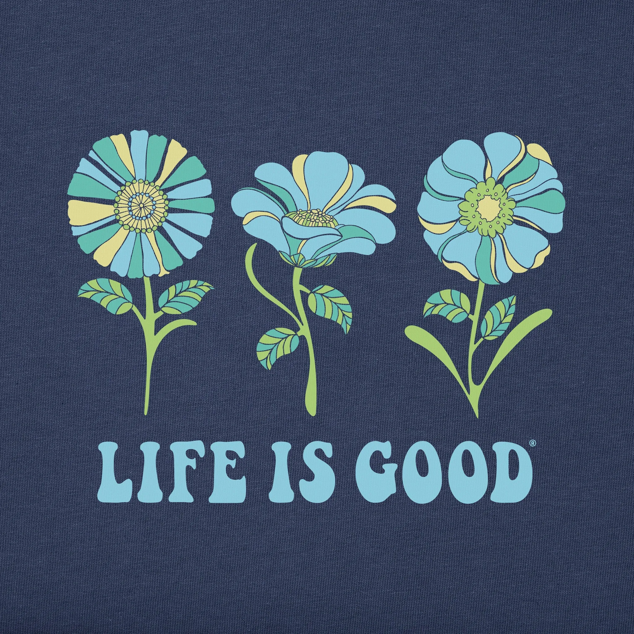 Women's 3 Flowers Long Sleeve Crusher Boxy Tee Life is Good