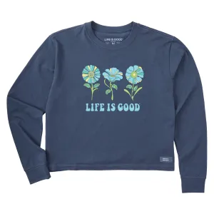 Women's 3 Flowers Long Sleeve Crusher Boxy Tee Life is Good